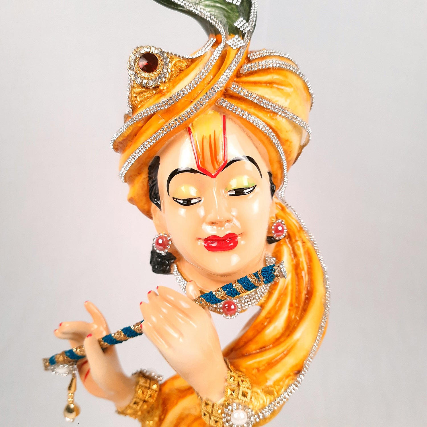 Krishna Statue | Shri Krishna Playing Flute Idol | Lord Krishna Murti - for Home, Living Room, Office, Puja, Entrance Decoration & Gifts - 13 Inch - Apkamart #Color_Yellow