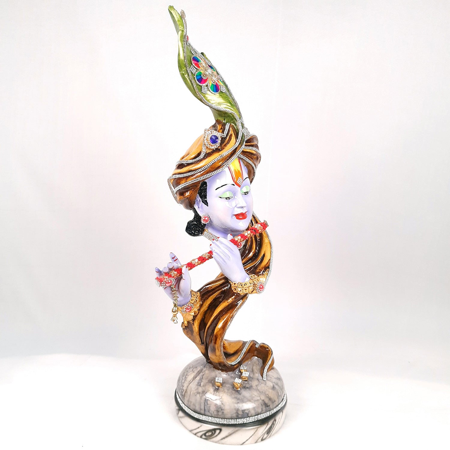 Krishna Statue | Shri Krishna Playing Flute Idol | Lord Krishna Murti - for Home, Living Room, Office, Puja, Entrance Decoration & Gifts - 13 Inch - Apkamart #Color_Blue