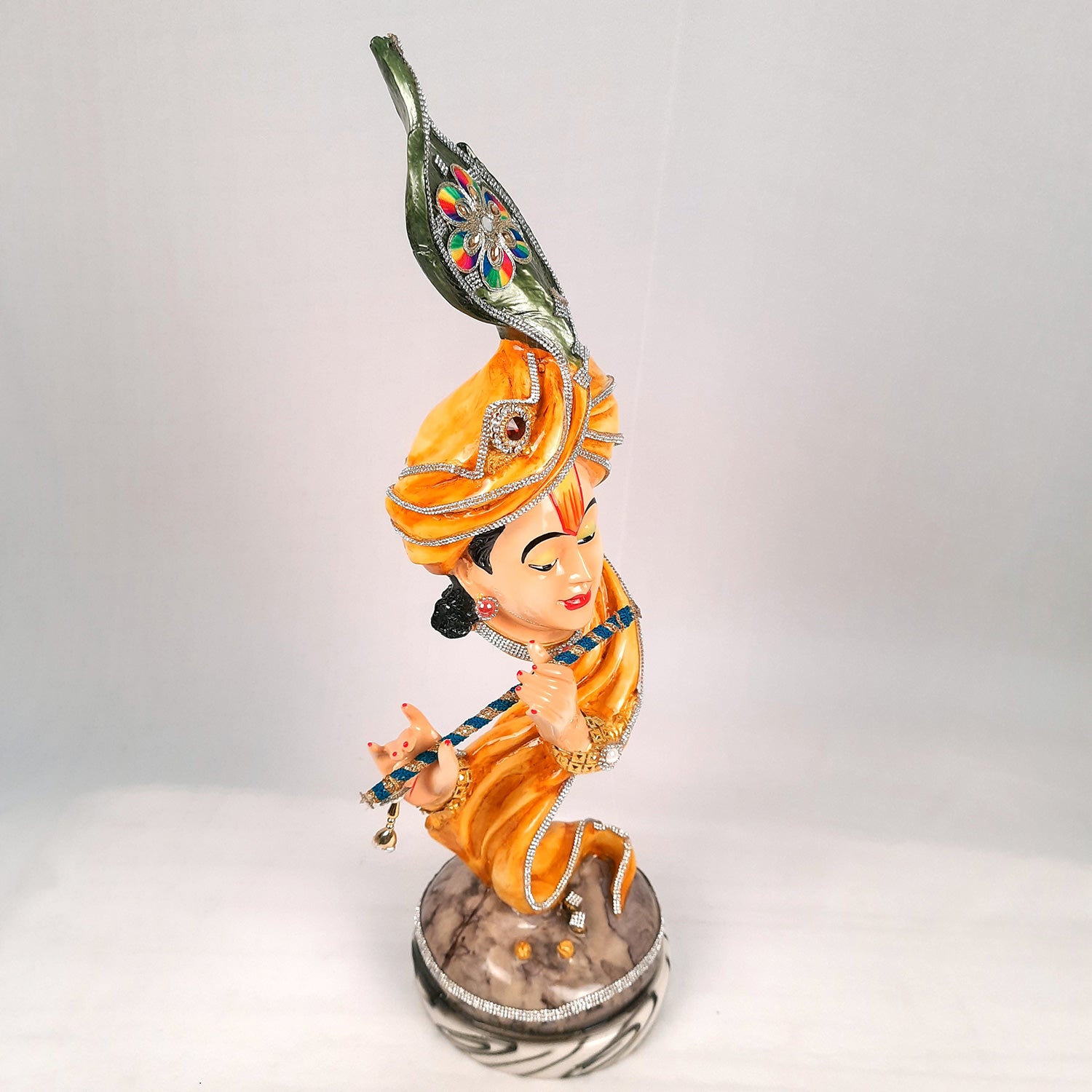 Krishna Statue | Shri Krishna Playing Flute Idol | Lord Krishna Murti - for Home, Living Room, Office, Puja, Entrance Decoration & Gifts - 23 Inch - Apkamart #Color_Yellow