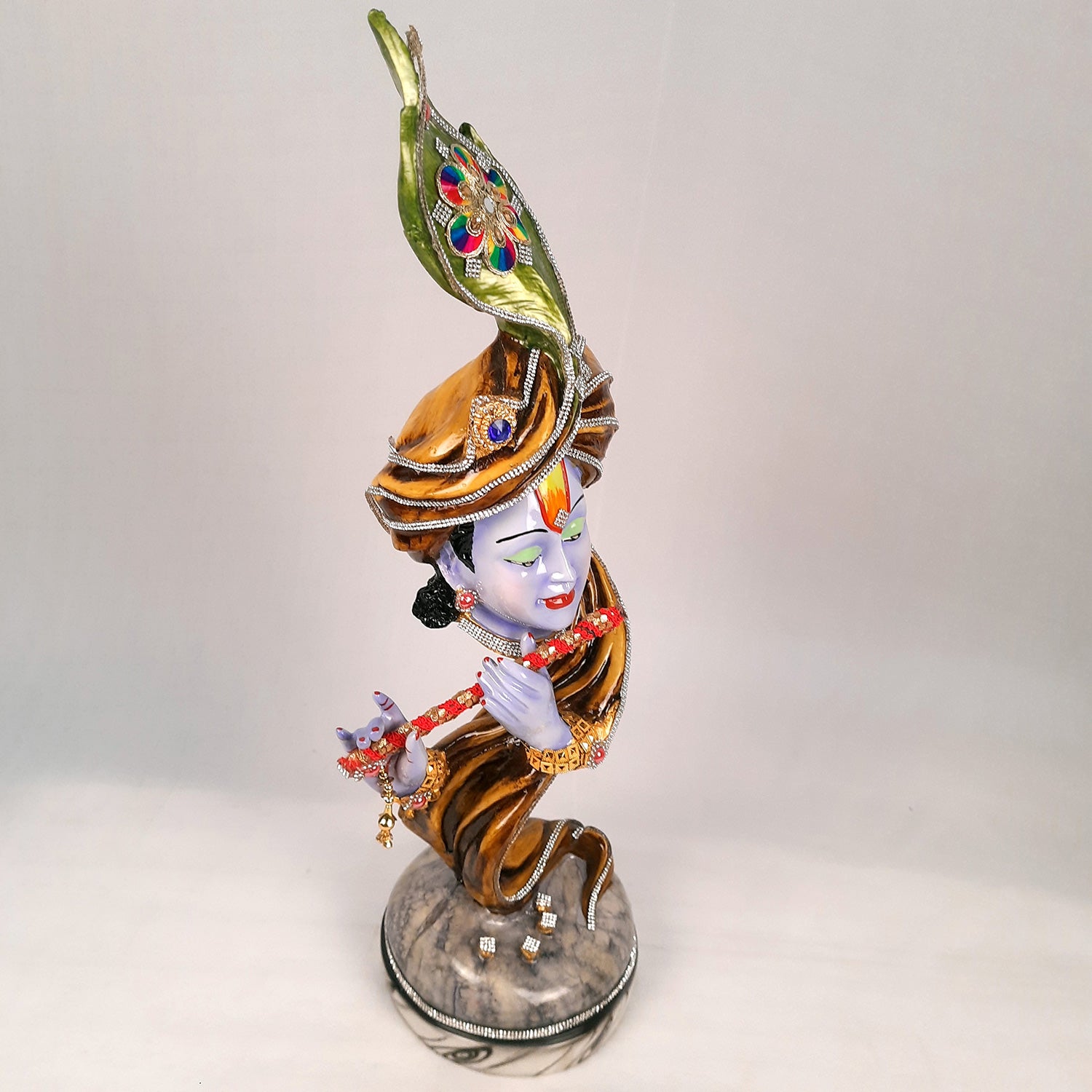 Krishna Statue | Shri Krishna Playing Flute Idol | Lord Krishna Murti - for Home, Living Room, Office, Puja, Entrance Decoration & Gifts - 13 Inch - Apkamart #Color_Blue