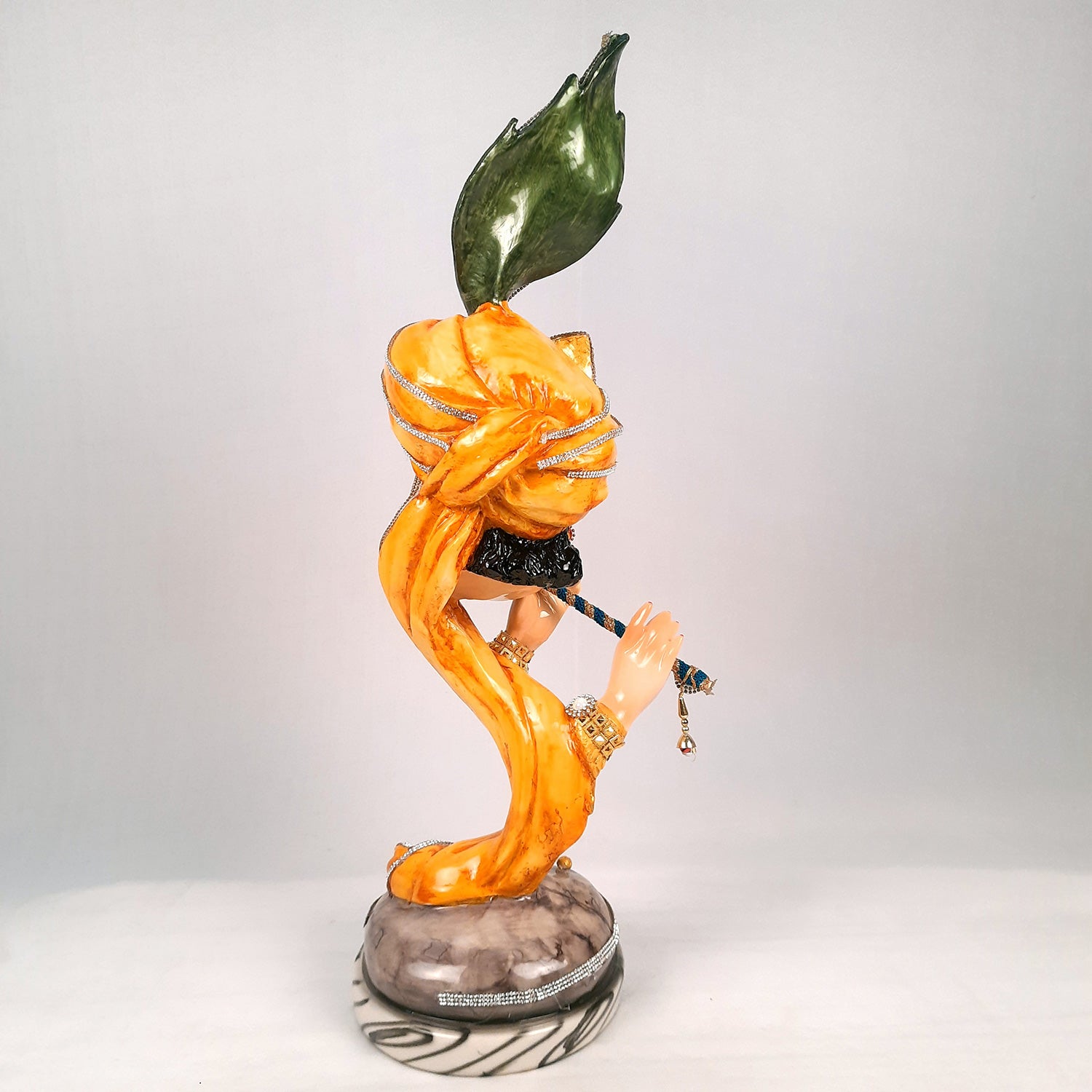 Krishna Statue | Shri Krishna Playing Flute Idol | Lord Krishna Murti - for Home, Living Room, Office, Puja, Entrance Decoration & Gifts - 13 Inch - Apkamart #Color_Yellow