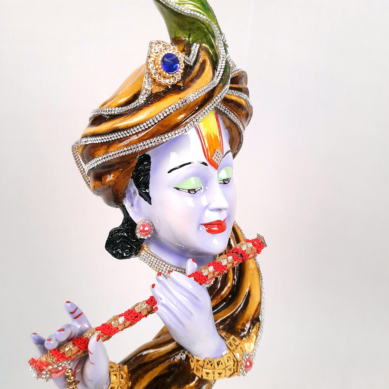 Krishna Statue | Shri Krishna Playing Flute Idol | Lord Krishna Murti - for Home, Living Room, Office, Puja, Entrance Decoration & Gifts - 13 Inch - Apkamart #Color_Blue