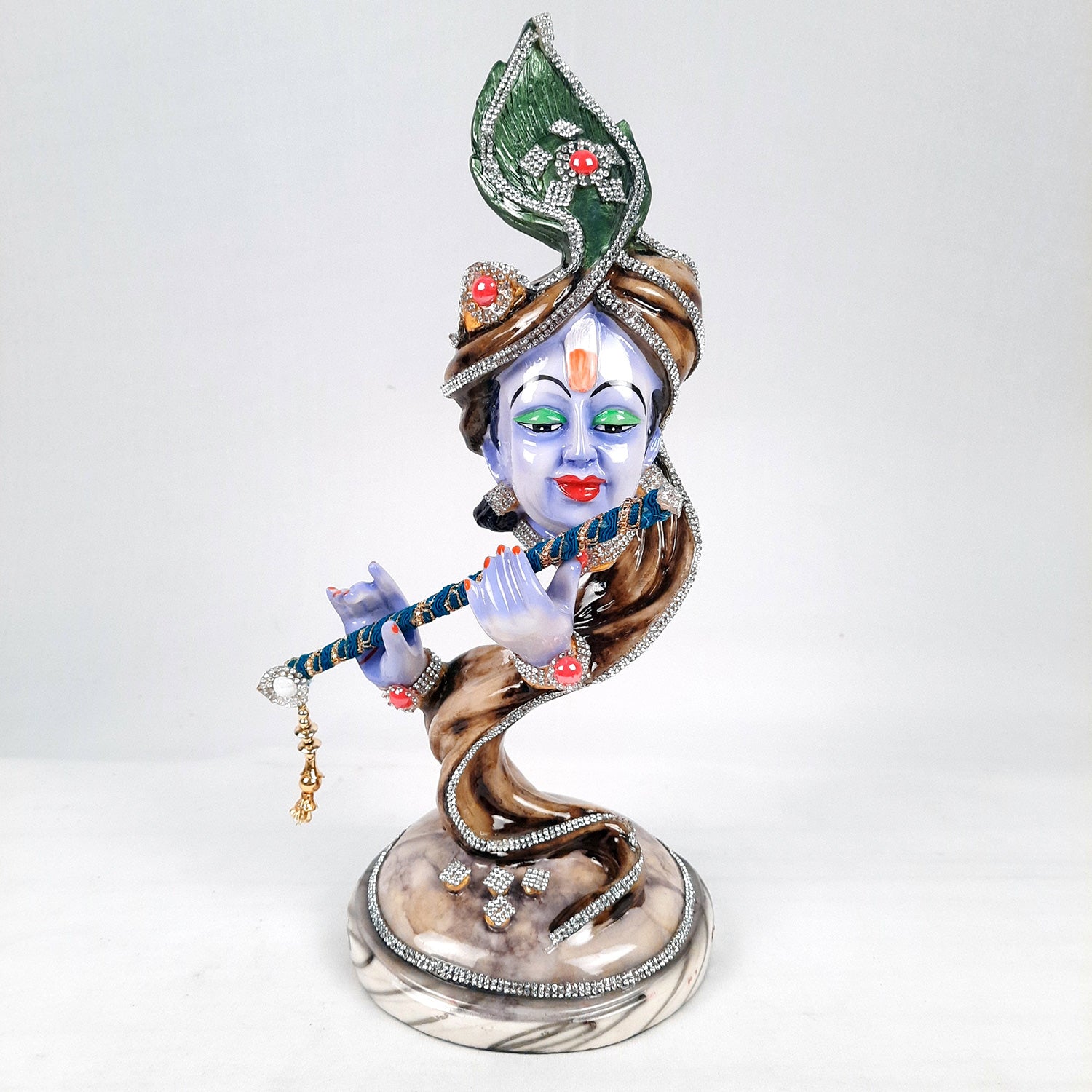 Krishna Idol | Lord Krishna Face Statue Showpiece -for Home, Puja Room, Table Decor, Living Room, Office Desk & Gift - 13 inch - apkamart #Style_Design 3