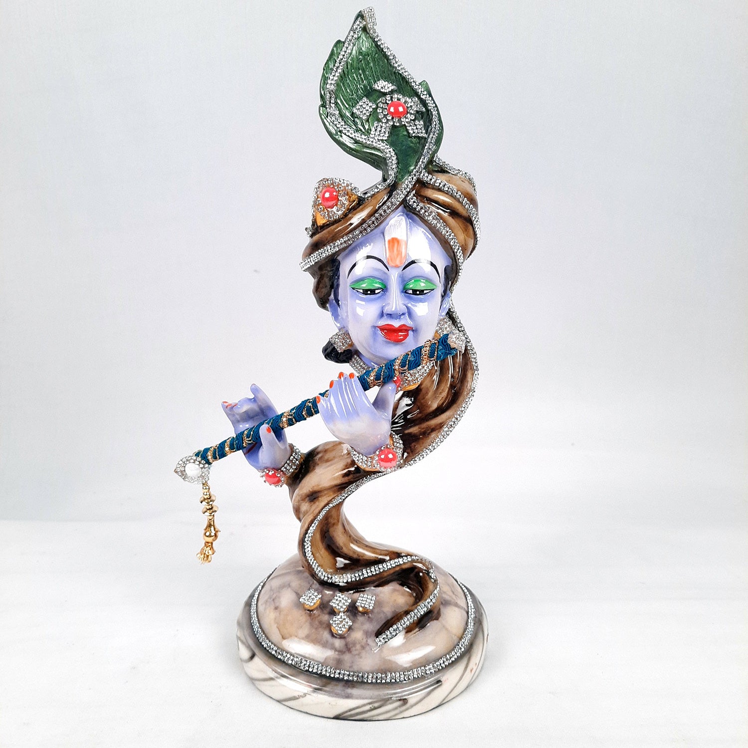 Krishna Idol | Lord Krishna Face Statue Showpiece -for Home, Puja Room, Table Decor, Living Room, Office Desk & Gift - 13 inch - apkamart #Style_Design 3