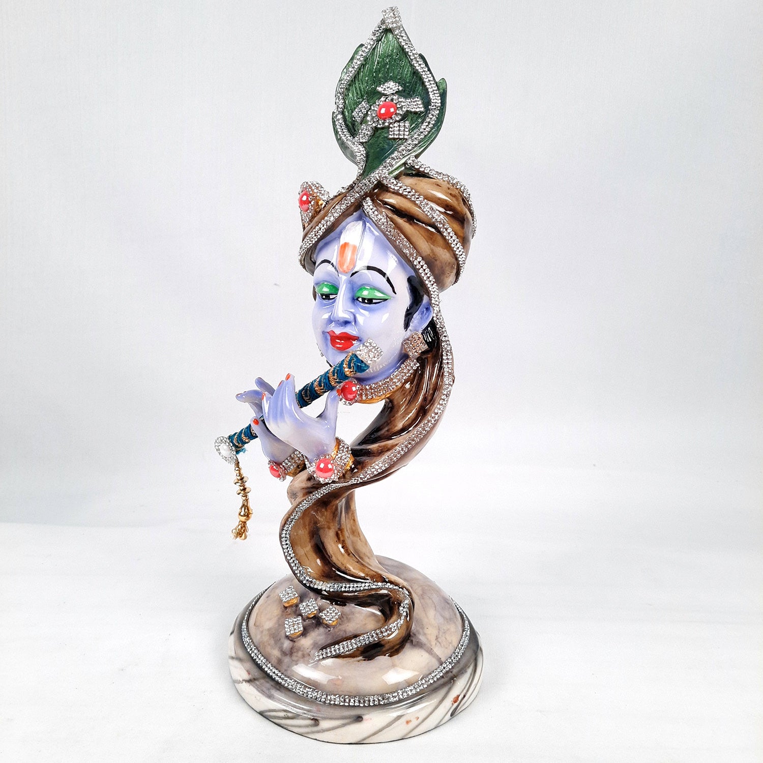 Krishna Idol | Lord Krishna Face Statue Showpiece -for Home, Puja Room, Table Decor, Living Room, Office Desk & Gift - 13 inch - apkamart #Style_Design 3