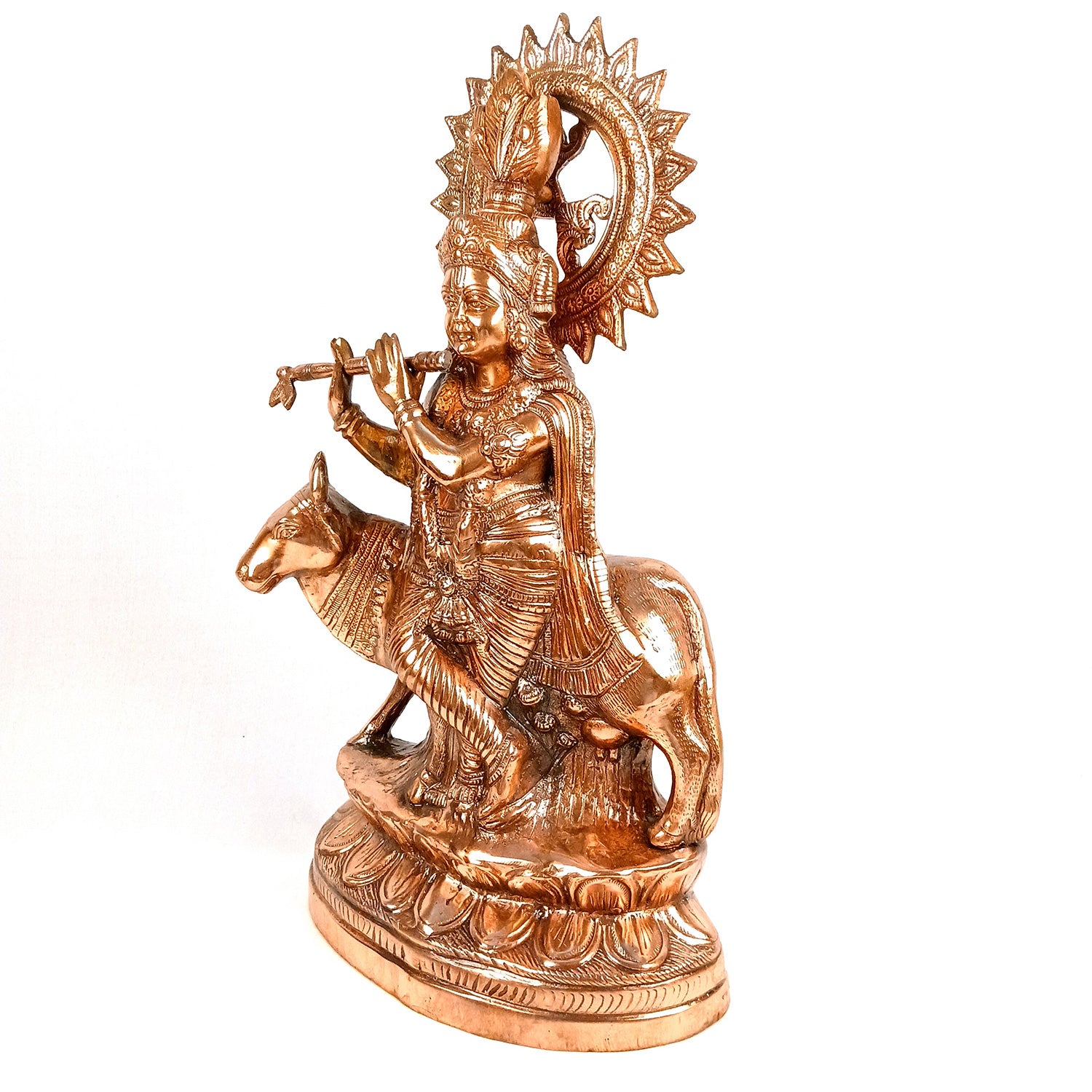 Krishna Statue Big | Shri Krishna With Cow Idol Murti - for Home, Table, Living Room, Office, Puja , Entrance Decoration & Gifts - 27 Inch - Apkamart