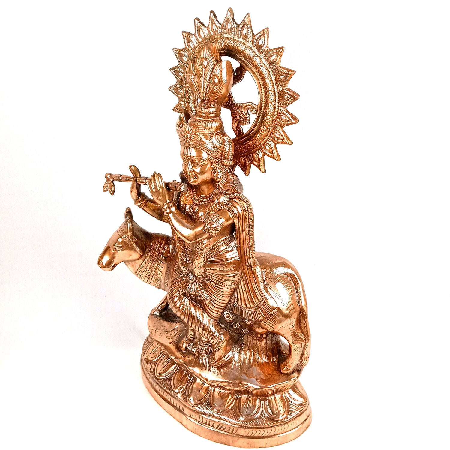 Krishna Statue Big | Shri Krishna With Cow Idol Murti - for Home, Table, Living Room, Office, Puja , Entrance Decoration & Gifts - 27 Inch - Apkamart