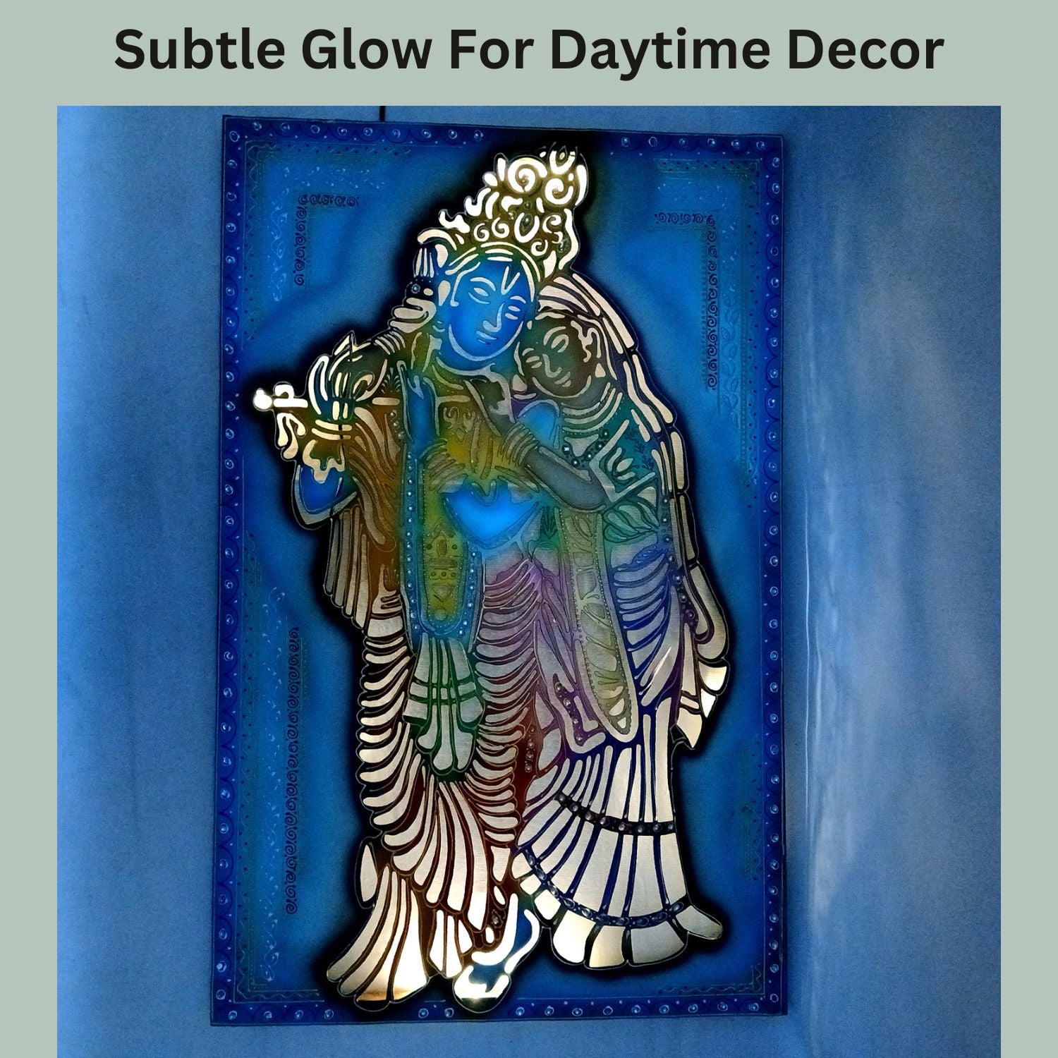 Radha Krishna Wall Hanging with LED Light | Decorative Backlit Metal Wall Decor - For Home, Office, Living Room Wall Decor & Gifts - 30 Inch - Apkamart