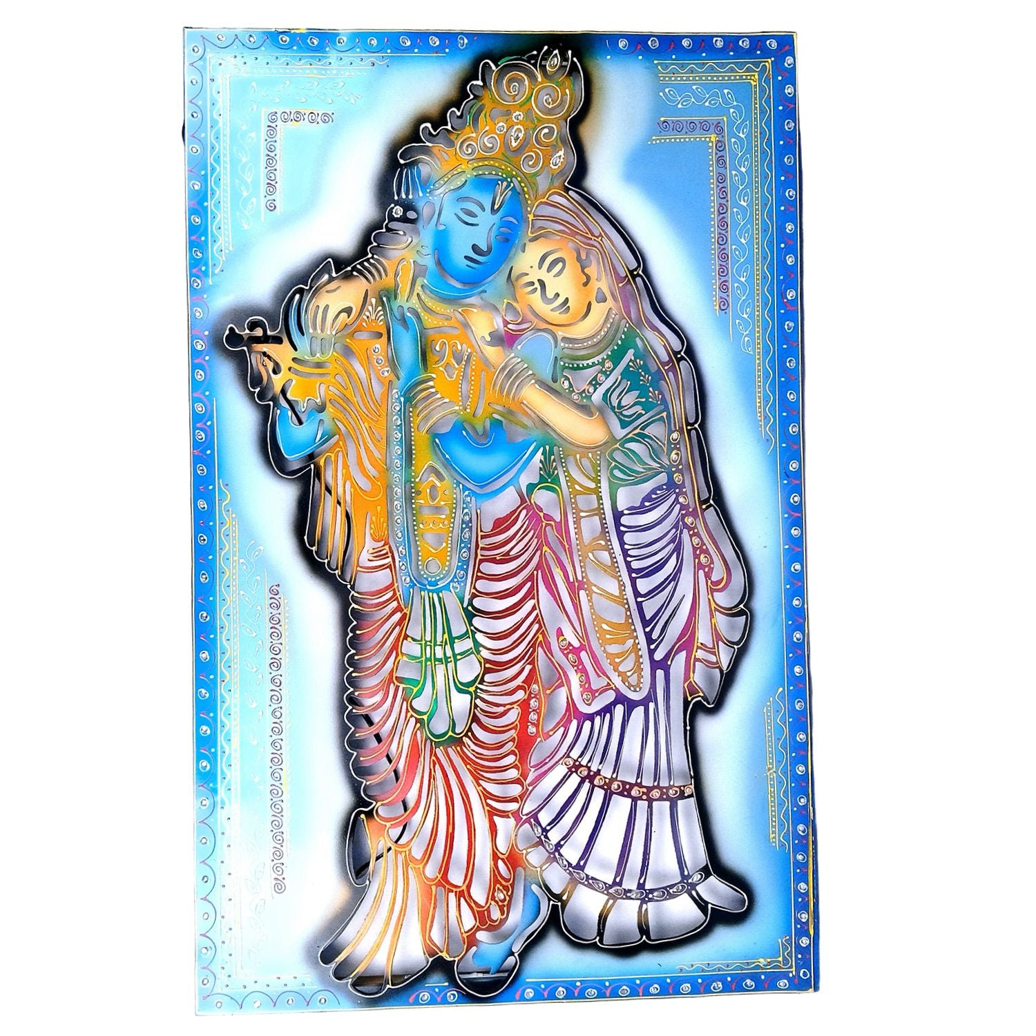 Radha Krishna Wall Hanging with LED Light | Decorative Backlit Metal Wall Decor - For Home, Office, Living Room Wall Decor & Gifts - 30 Inch - Apkamart