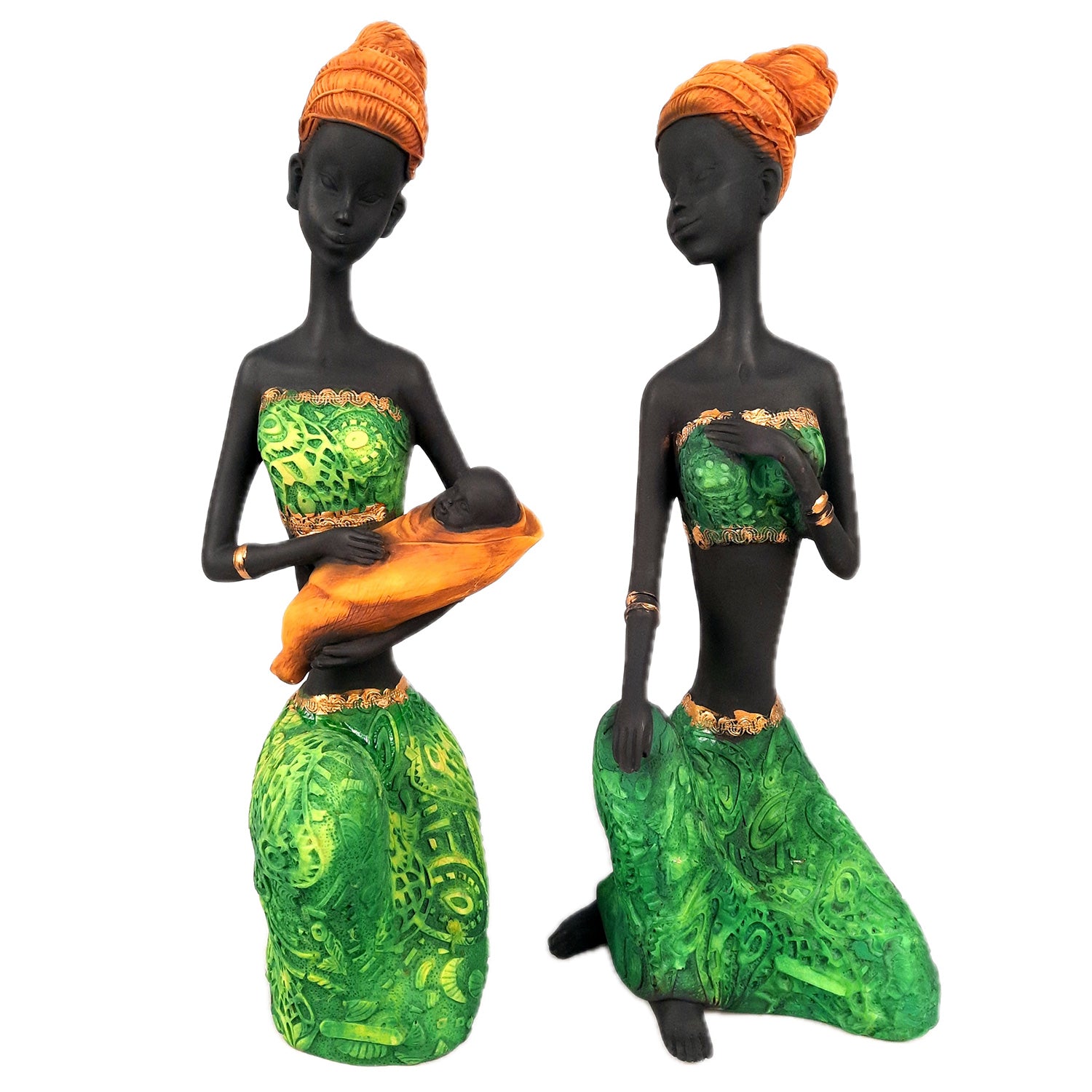 African Women Figurines | Tribal Ladies Sitting with Baby Showpiece - for Home Decor, Table, Living Room & Gift - 15 Inch -apkamart #Style_Design 1