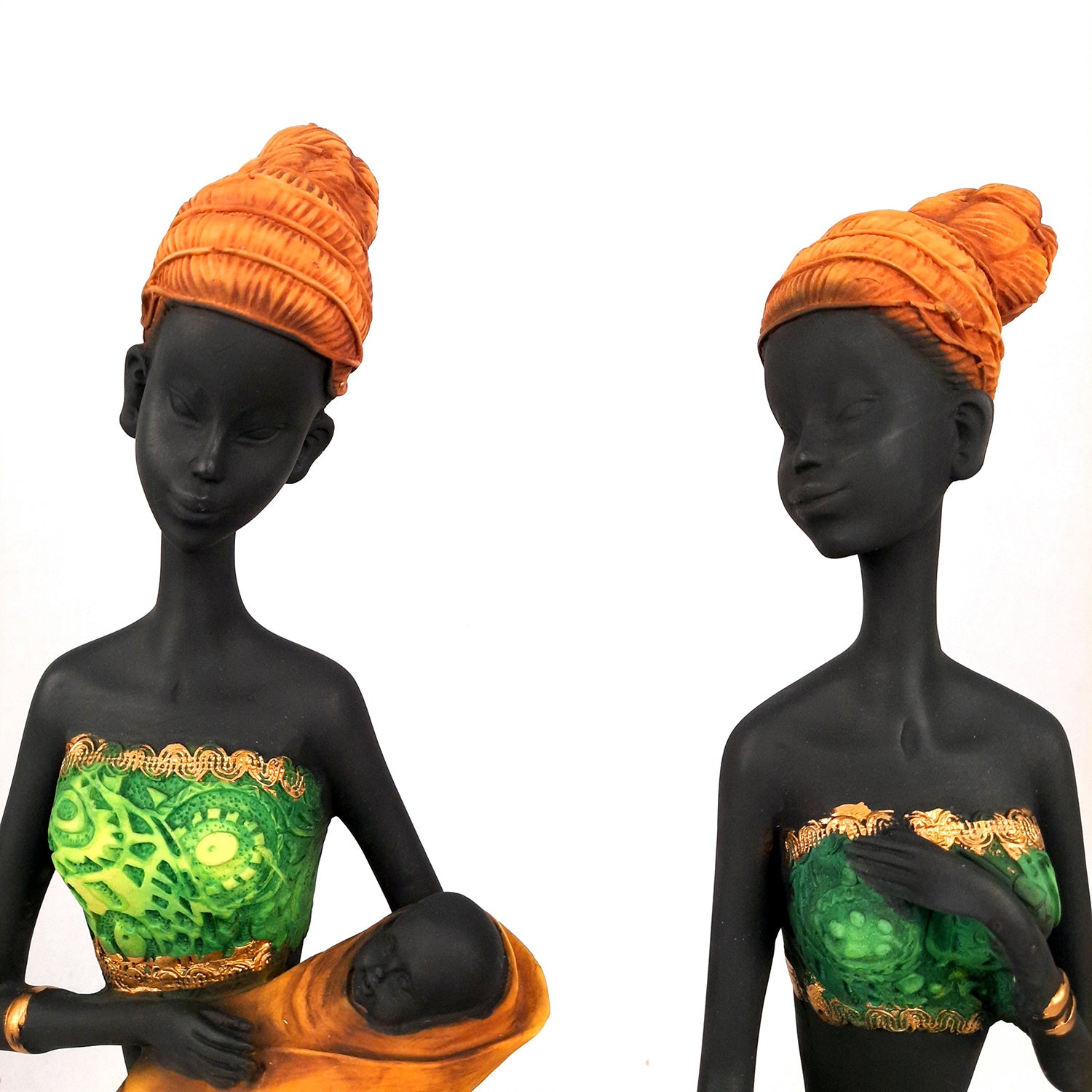 African Women Figurines | Tribal Ladies Sitting with Baby Showpiece - for Home Decor, Table, Living Room & Gift - 15 Inch -apkamart #Style_Design 1