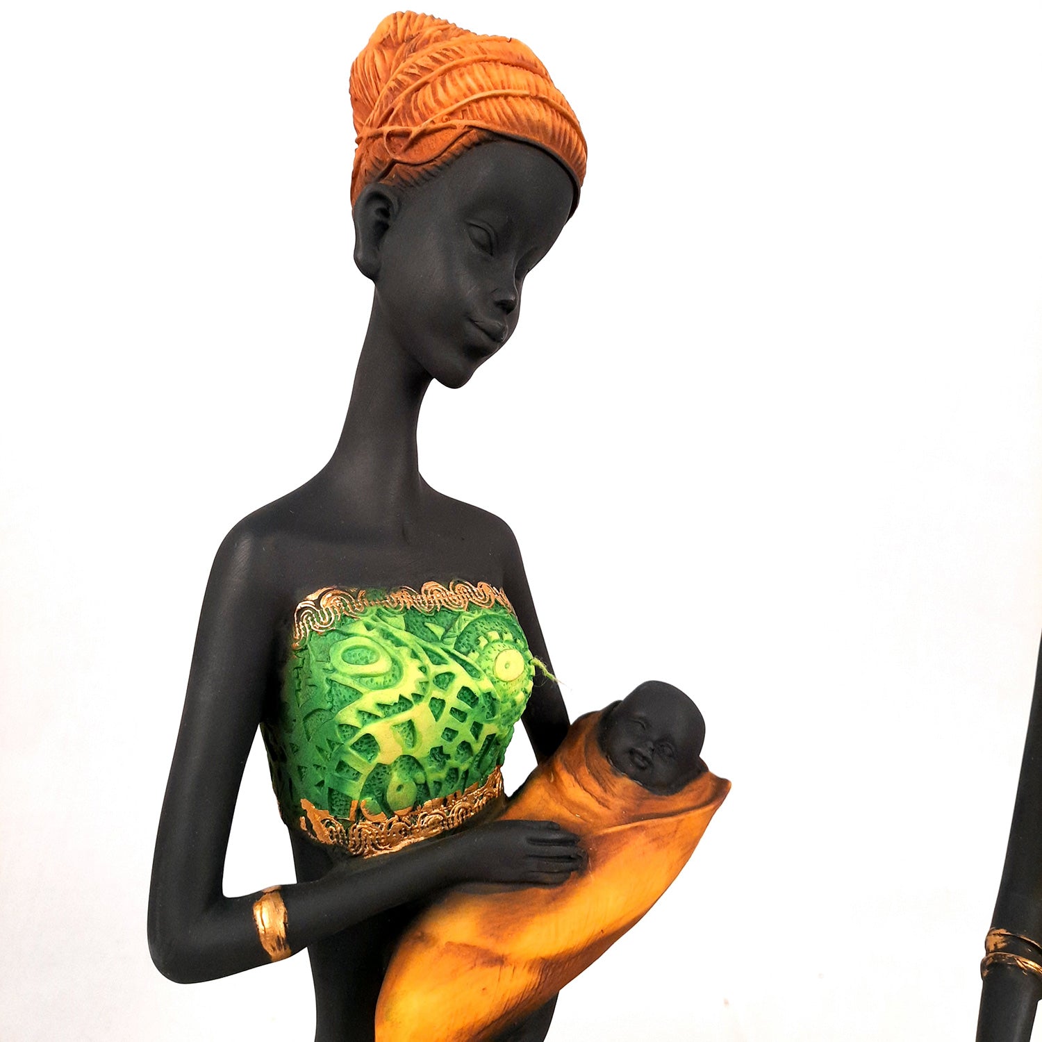 African Women Figurines | Tribal Ladies Sitting with Baby Showpiece - for Home Decor, Table, Living Room & Gift - 15 Inch -apkamart #Style_Design 1