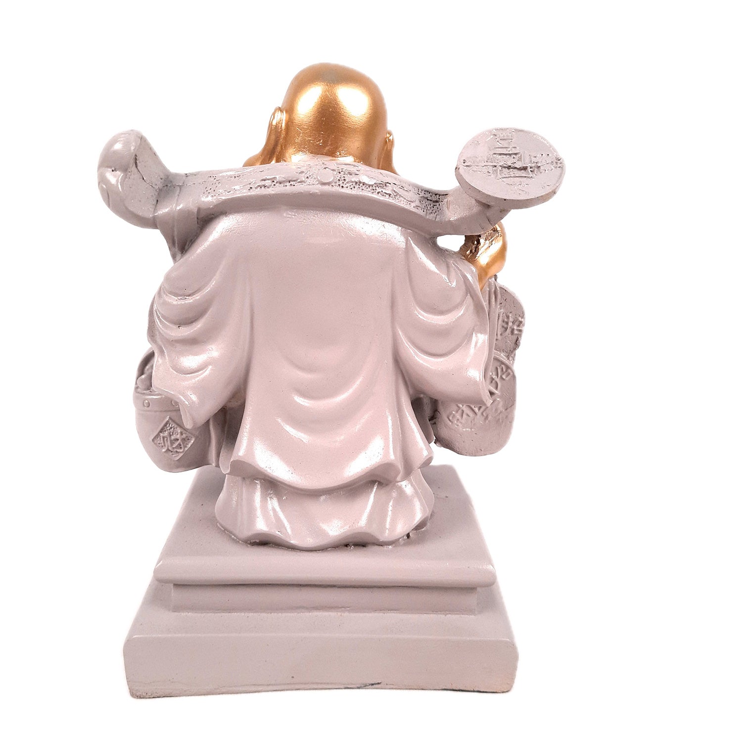 Laughing Buddha Showpiece - Standing On Coins Design - for Home & Table Decor, Health, Wealth & Gift - 9 Inch - apkamart #Style_Design 4