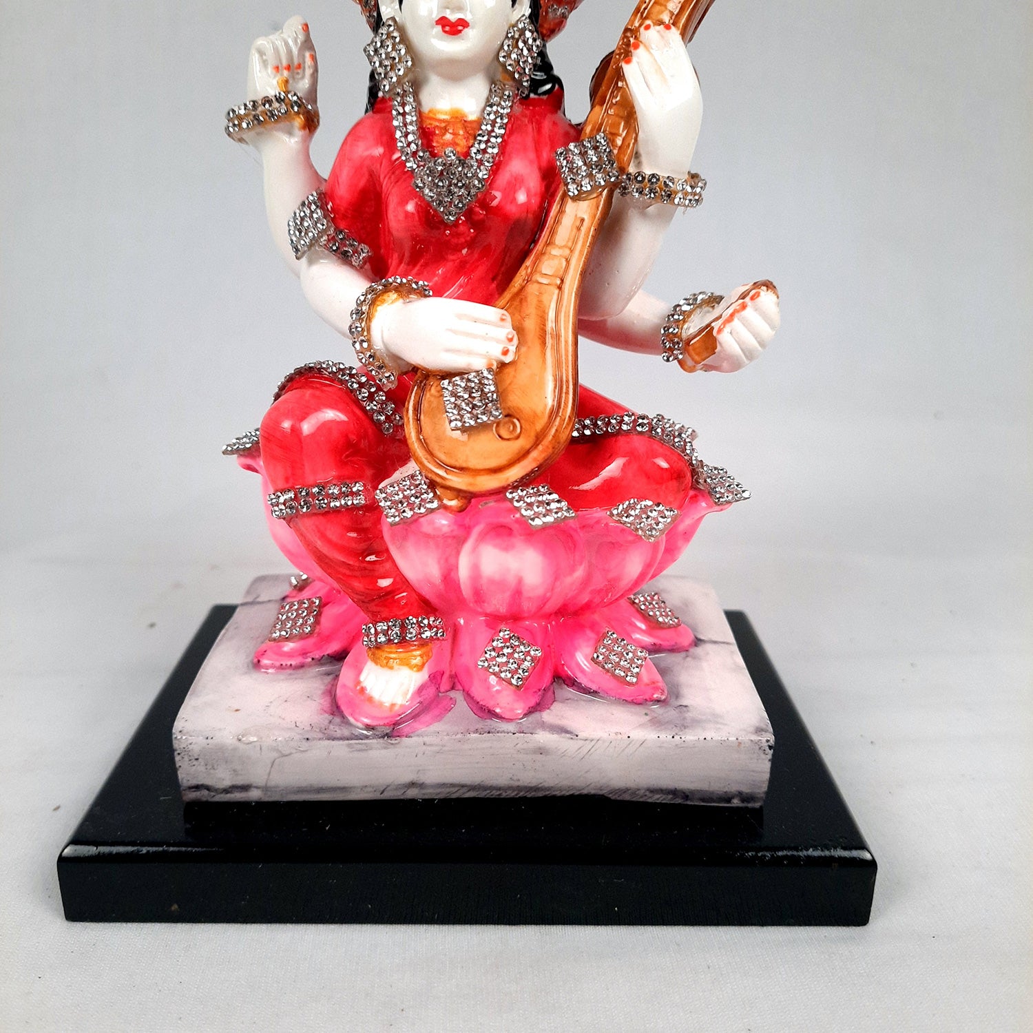 Saraswati Maa Statue | Goddess Sarasvati Idol - for Puja, Home Decor, Study, Kids & Living Room, Office Desk & Gifts - 7 Inch