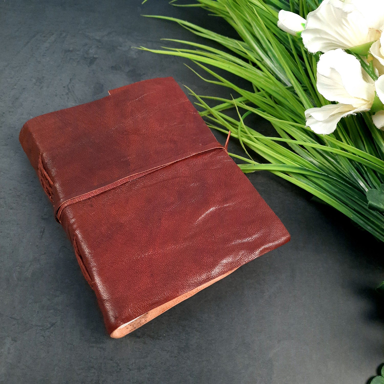 Leather Diary Vintage With Lock | Journal Notebook With Handmade Paper | Personal Traveller's Book, Sketchbook - for Writing, Table, Office, Desk, Study, Corporate Gifts | Gift for Him / Her - Apkamart #Size_7 Inch