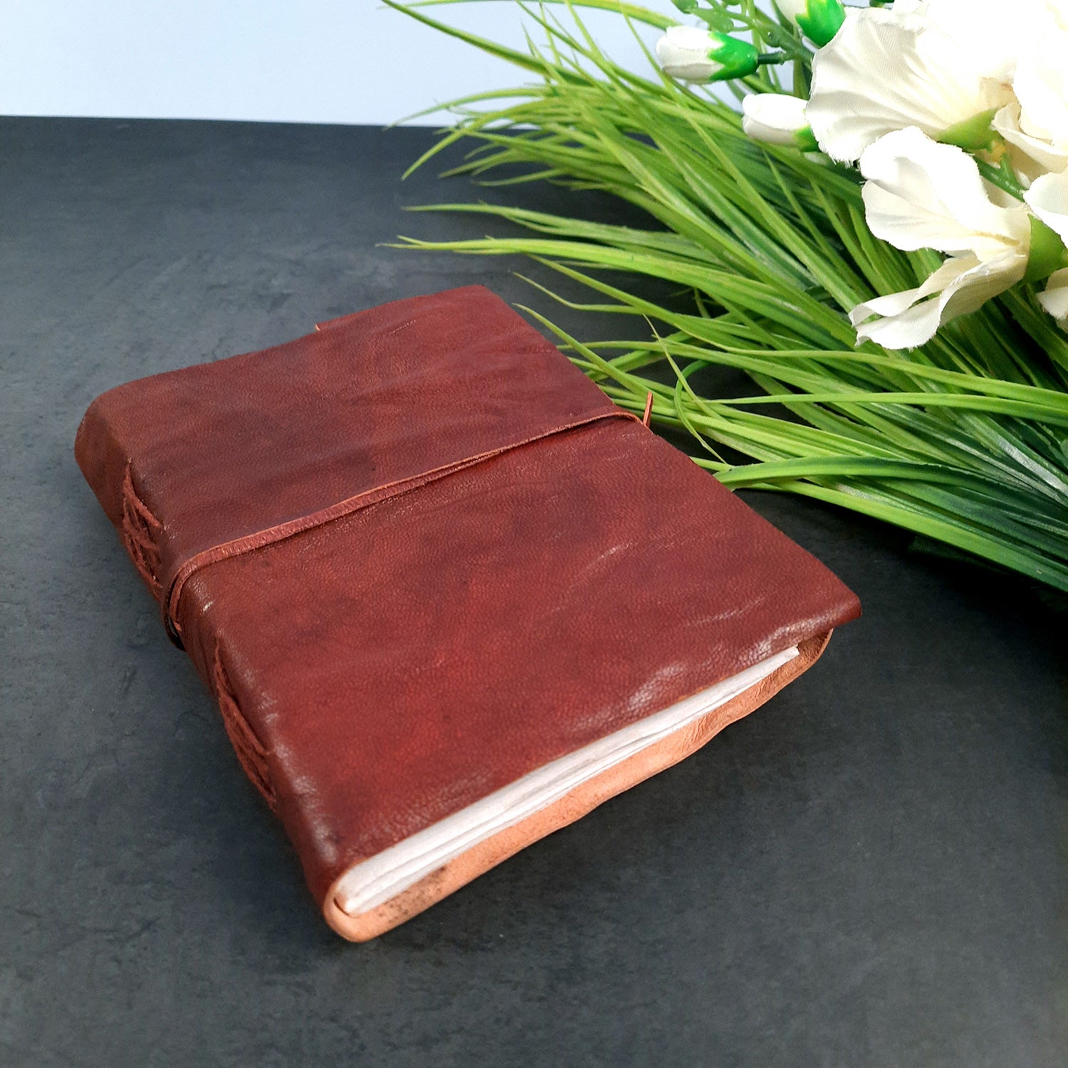 Leather Diary Vintage With Lock | Journal Notebook With Handmade Paper | Personal Traveller's Book, Sketchbook - for Writing, Table, Office, Desk, Study, Corporate Gifts | Gift for Him / Her - Apkamart #Size_7 Inch