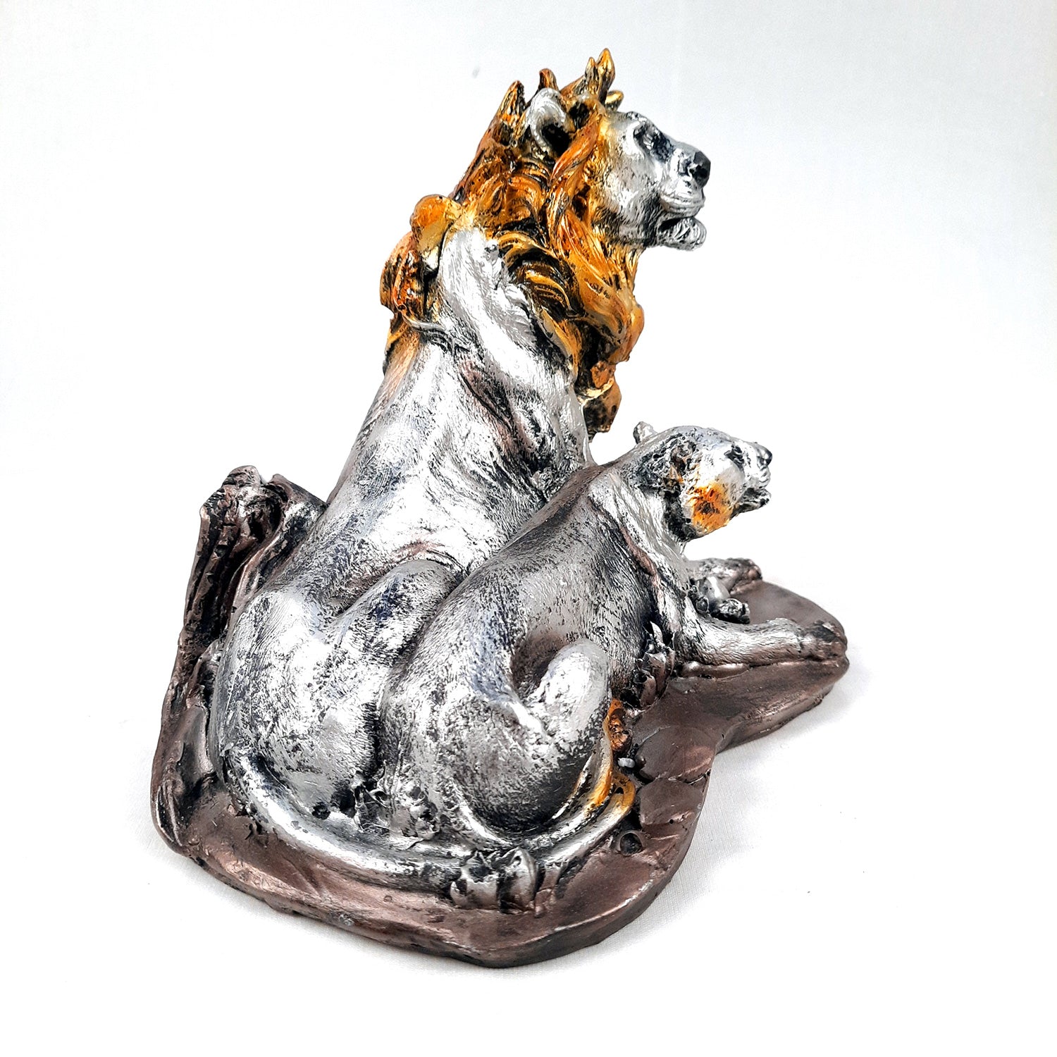 Lion - Lioness Showpiece | Tiger Couple Statue | Animal Figurines Sculpture - for Home Decor, Living Room, Table, Decor & Gifts - apkamart #Color_Silver