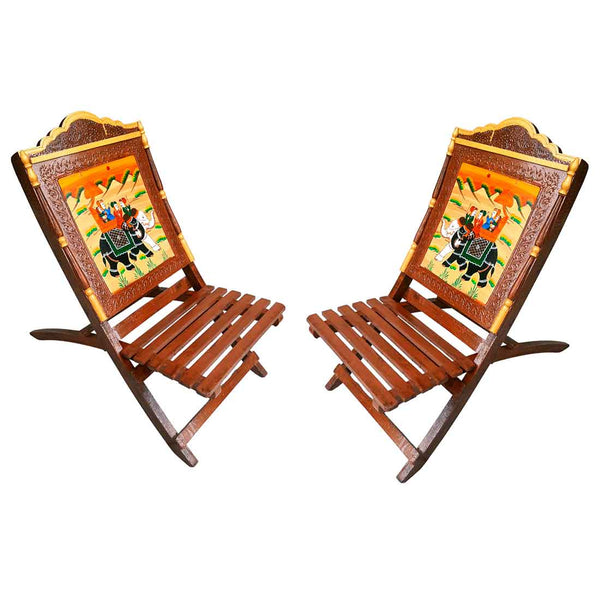 Wooden Chair Set of 2  - For Outdoor | Indoor | Balcony | Garden - 36 Inch - Apkamart