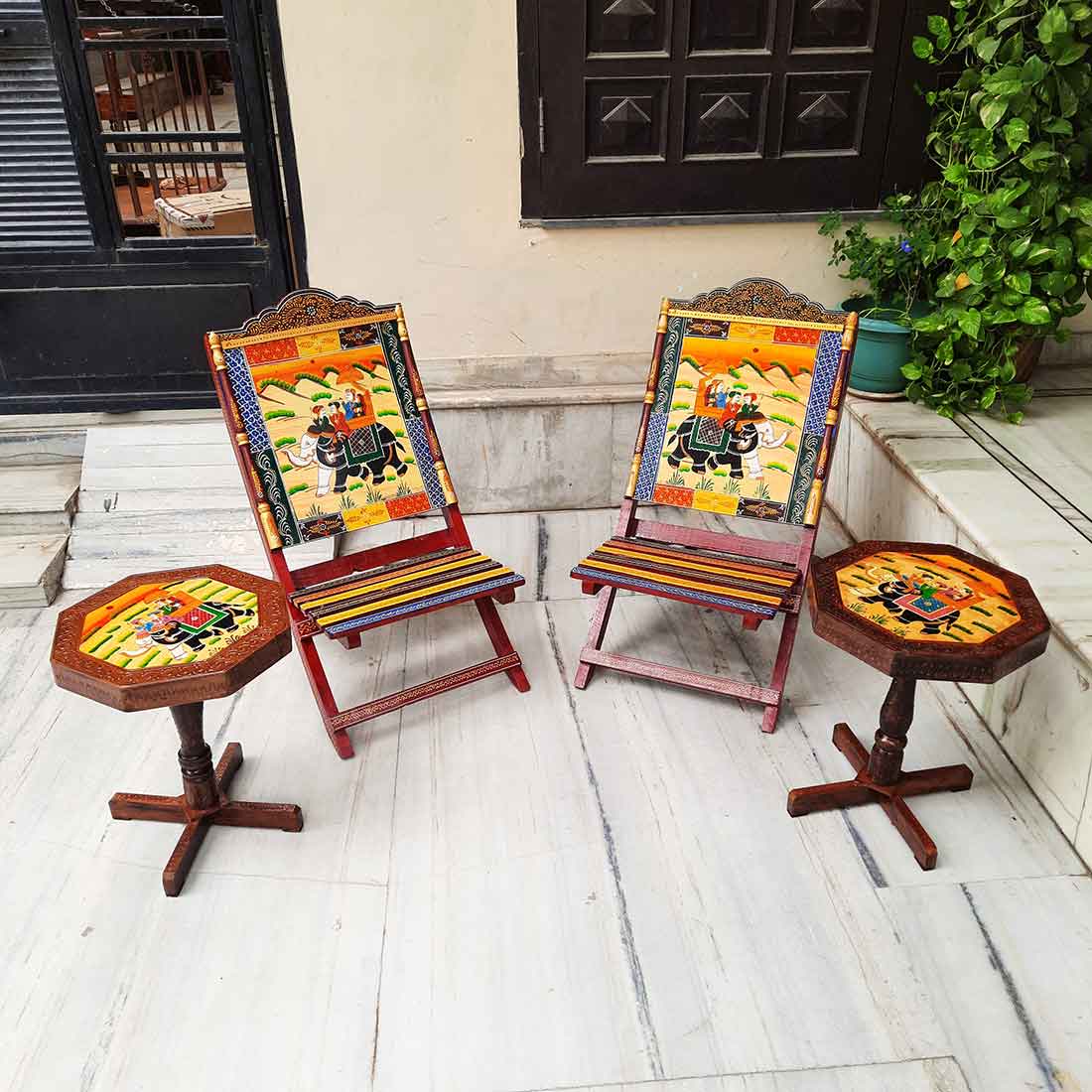 Chair & Side Table Set - For Living Room & Outdoor Decor - Set of 4- Apkamart #Style_Style 4