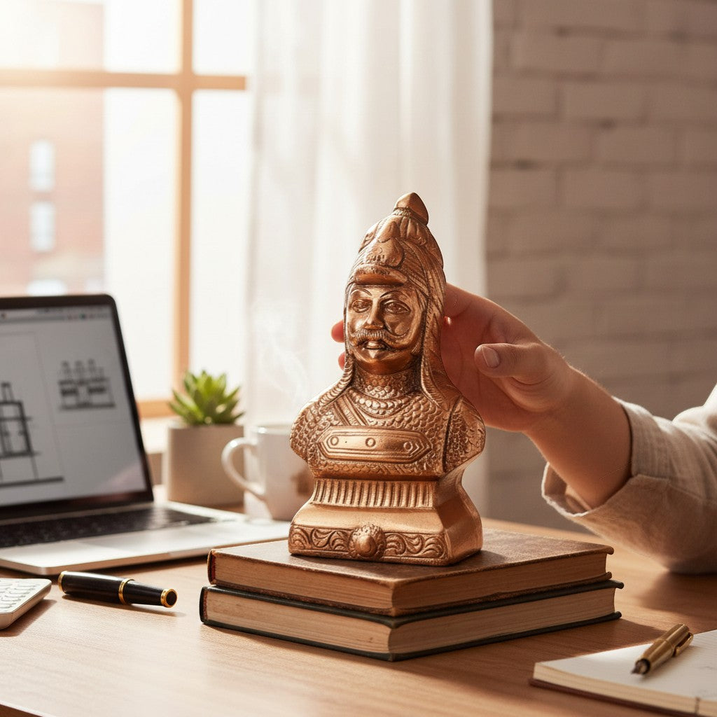 Maharana Pratap Statue | Human Figurine Warrior Idol for Living Room & Home Decor | Historical Showpiece for Office & Gifting - 7 Inch - Apkamart