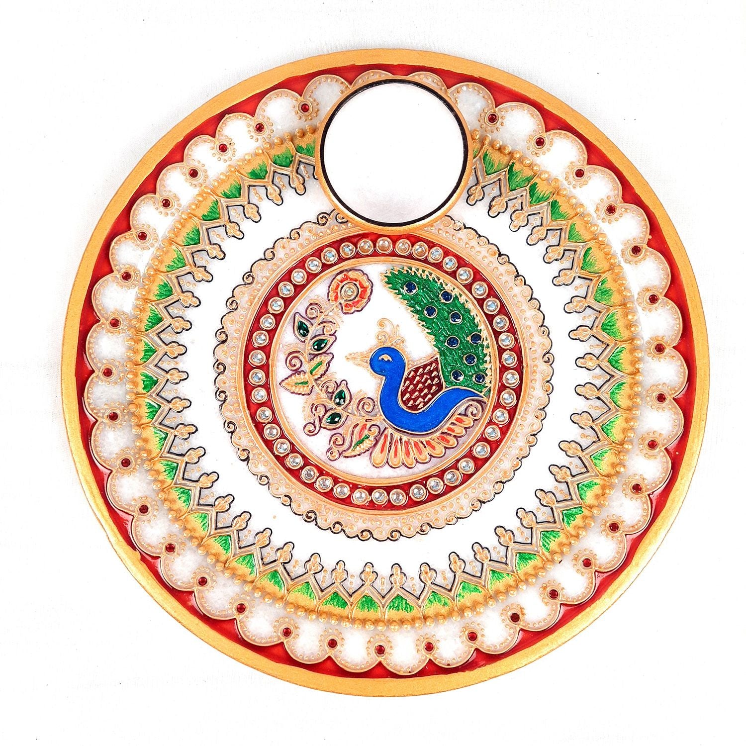 Puja ki Thali with Diya - For Rakhi, Diwali & Karwa Chauth - 9 Inch - ApkaMart
