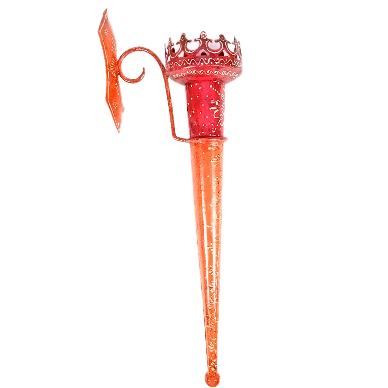 Mashal Tea Light Candle Holder Stand | Mashaal Olympic Iron Torch With Antique Finish - For Home & Rustic Wall Decor, Living Room - 25 Inch - Apkamart