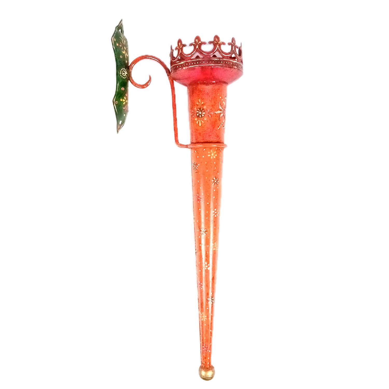 Mashal Tea Light Candle Holder Stand | Mashaal Olympic Iron Torch With Antique Finish - For Home & Rustic Wall Decor, Living Room - 25 Inch - Apkamart