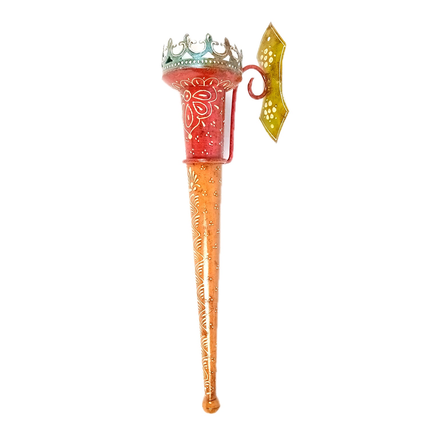 Mashaal Tea Light Candle Holder | Rustic Mashaal Iron Torch With Antique Finish - For Vintage Decor, Home, Hotels, Resorts, Restaurants - 25 Inch - Apkamart