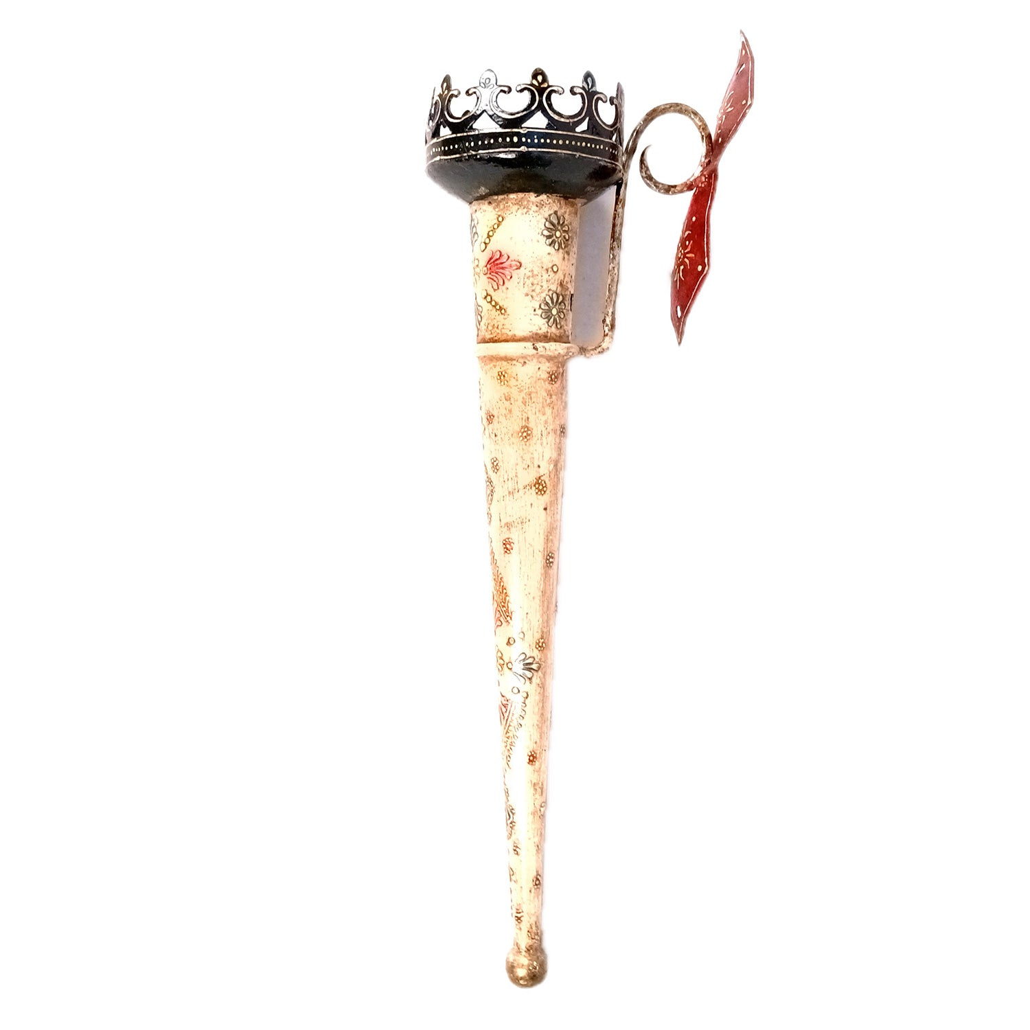 Mashal Tea Light Candle Holder Stand | Mashaal Olympic Iron Torch With Antique Finish - For Home & Rustic Wall Decor, Living Room - 25 Inch - Apkamart