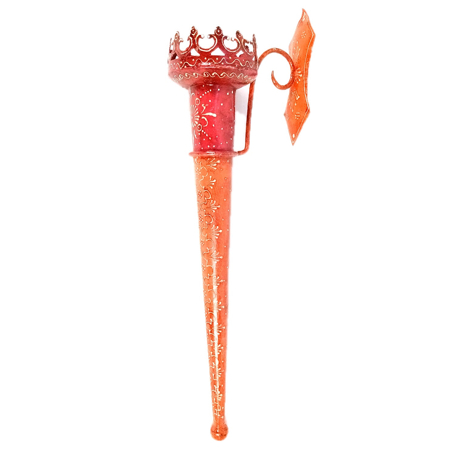 Mashal Tea Light Candle Holder Stand | Mashaal Olympic Iron Torch With Antique Finish - For Home & Rustic Wall Decor, Living Room - 25 Inch - Apkamart