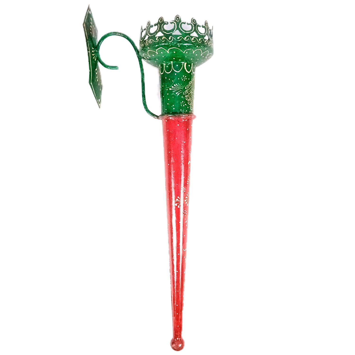 Mashal Tea Light Candle Holder Stand | Mashaal Olympic Iron Torch With Antique Finish - For Home & Rustic Wall Decor, Living Room - 24 Inch - Apkamart