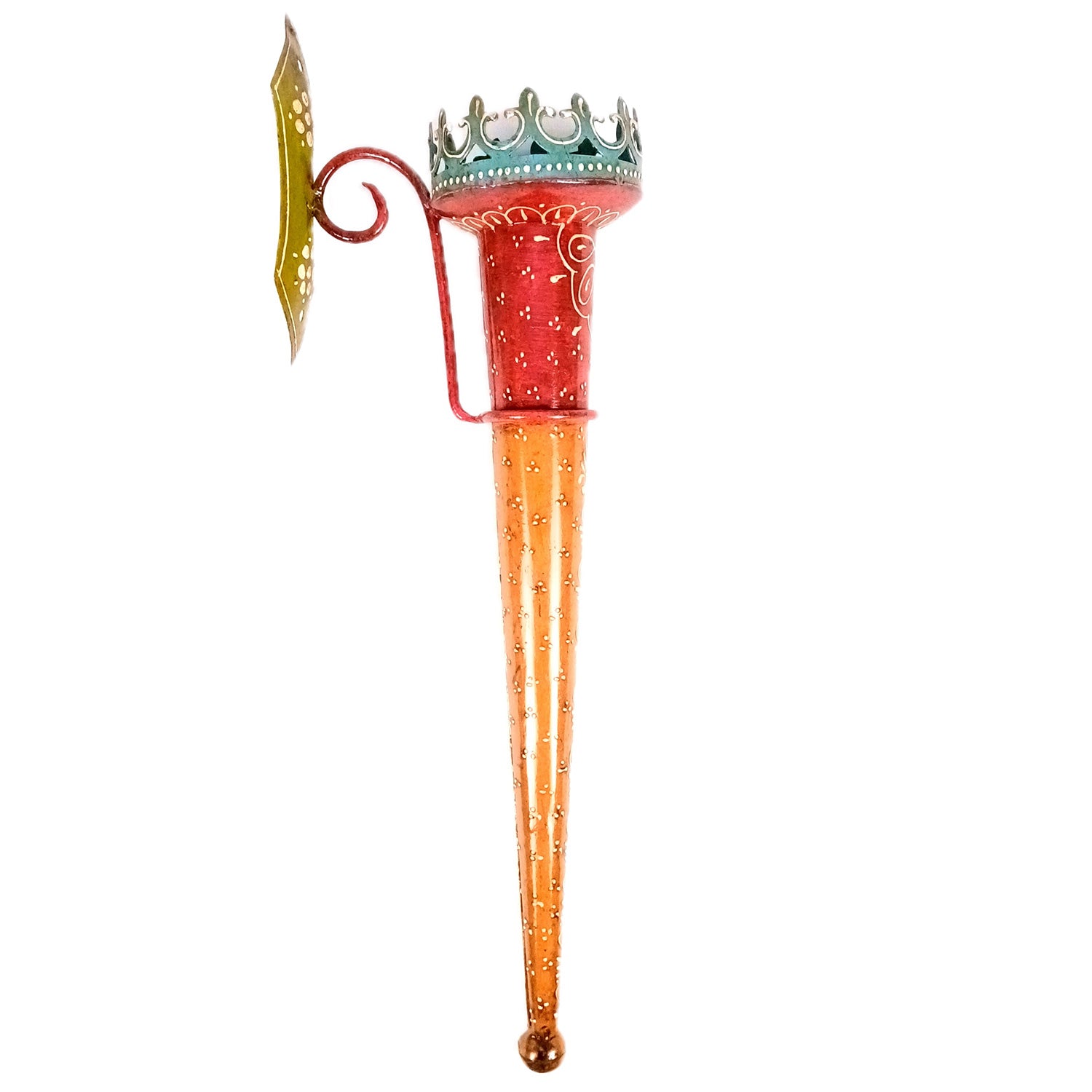 Mashaal Tea Light Candle Holder | Rustic Mashaal Iron Torch With Antique Finish - For Vintage Decor, Home, Hotels, Resorts, Restaurants - 25 Inch - Apkamart