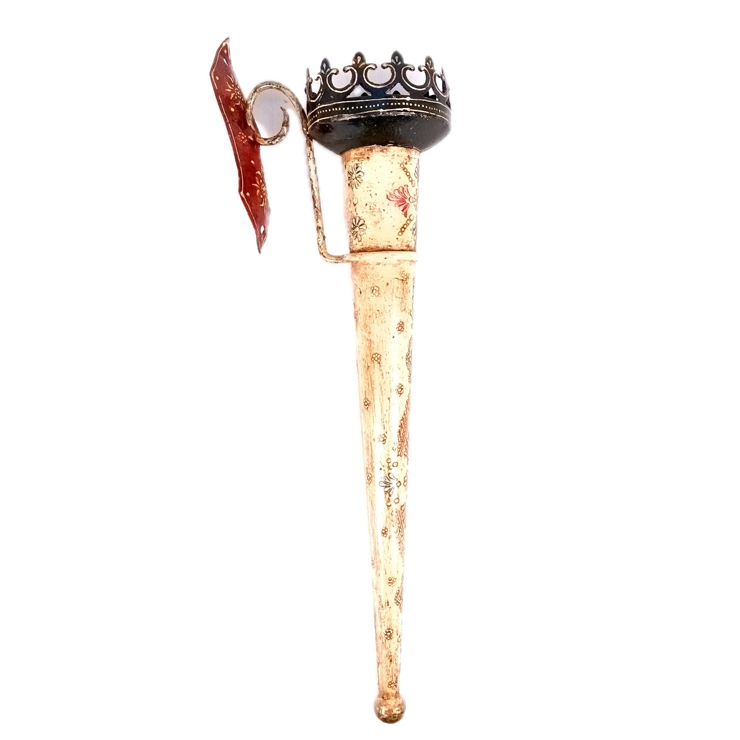 Mashal Tea Light Candle Holder Stand | Mashaal Olympic Iron Torch With Antique Finish - For Home & Rustic Wall Decor, Living Room - 25 Inch - Apkamart
