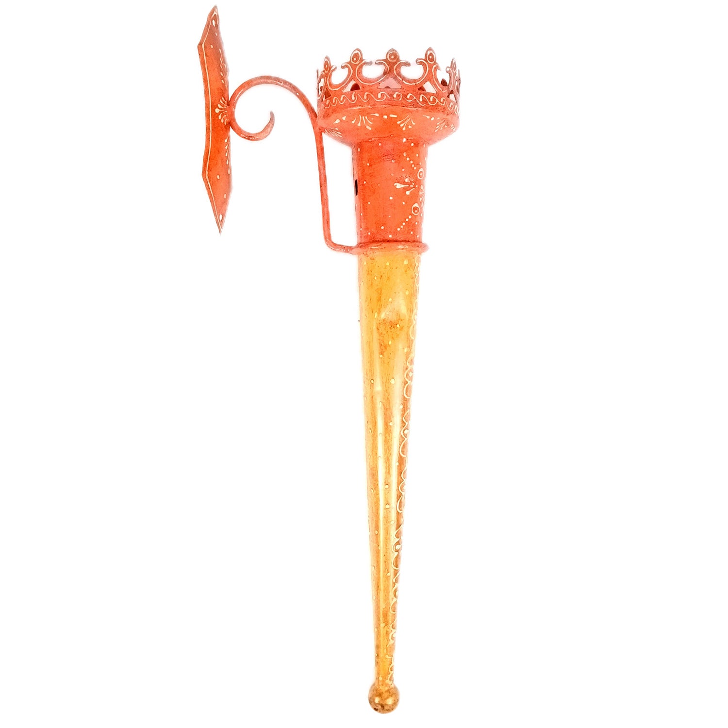 Mashaal Candle Holder | Rustic Mashaal Torch Shaped Tea Light Holder With Antique Finish - For Vintage Decor, Home, Hotels, Resorts, Restaurants - 25 Inch - Apkamart