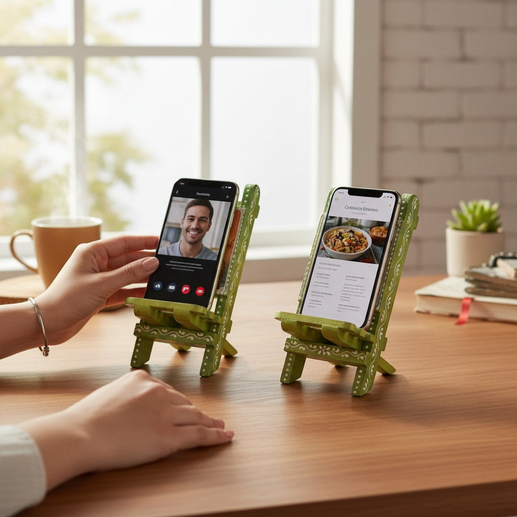 Mobile Holder Folding Mini Chair Showpiece For Desk & Decor - 9 Inch (Pack of 2)