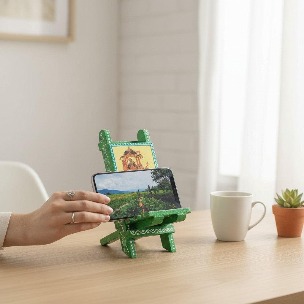 Mobile Holder Folding Mini Chair Showpiece For Desk & Decor - 9 Inch