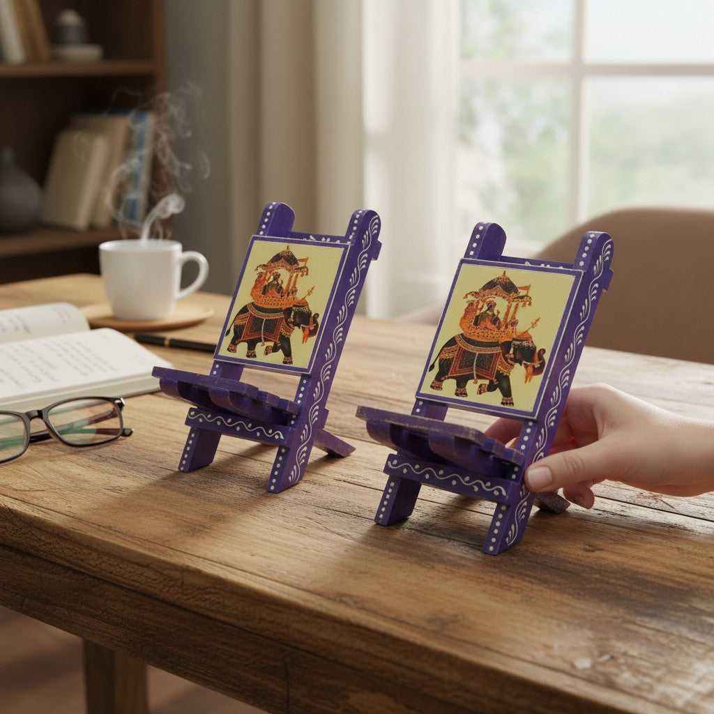 Mobile Holder Folding Mini Chair Showpiece For Desk & Decor - 9 Inch (Pack of 2) - Apkamart