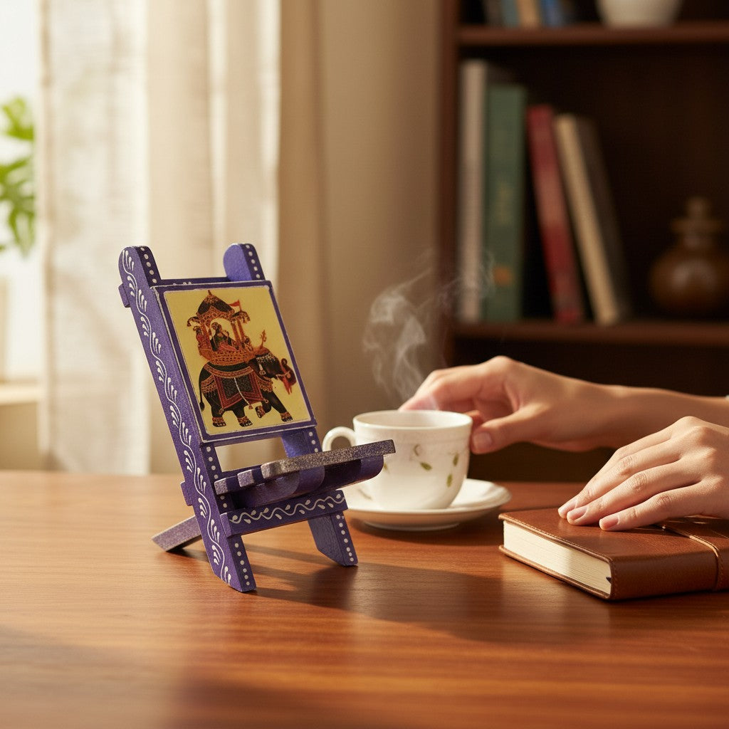 Mobile Holder Folding Mini Chair Showpiece For Desk & Decor - 9 Inch - Apkamart