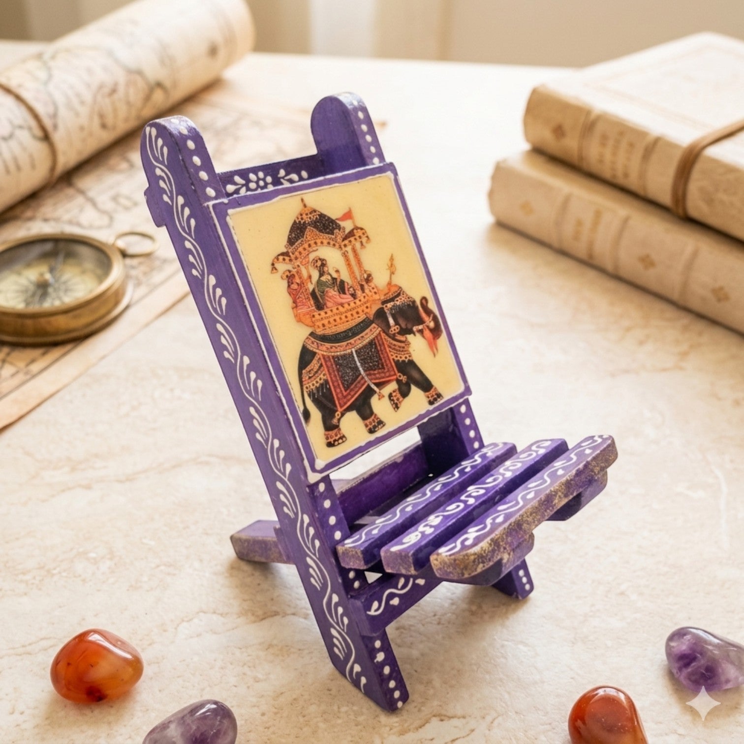 Mobile Holder Folding Mini Chair Showpiece For Desk & Decor - 9 Inch - Apkamart