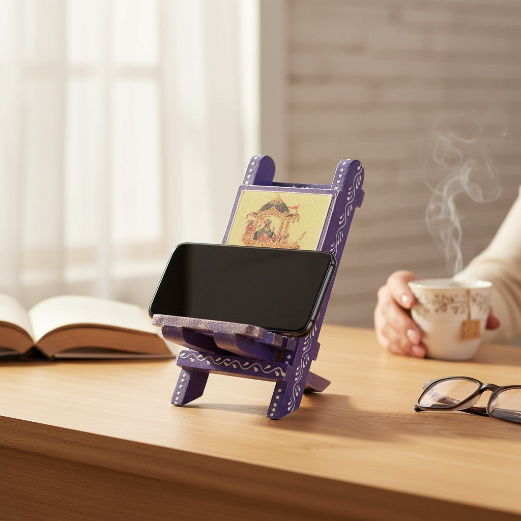 Mobile Holder Folding Mini Chair Showpiece For Desk & Decor - 9 Inch - Apkamart