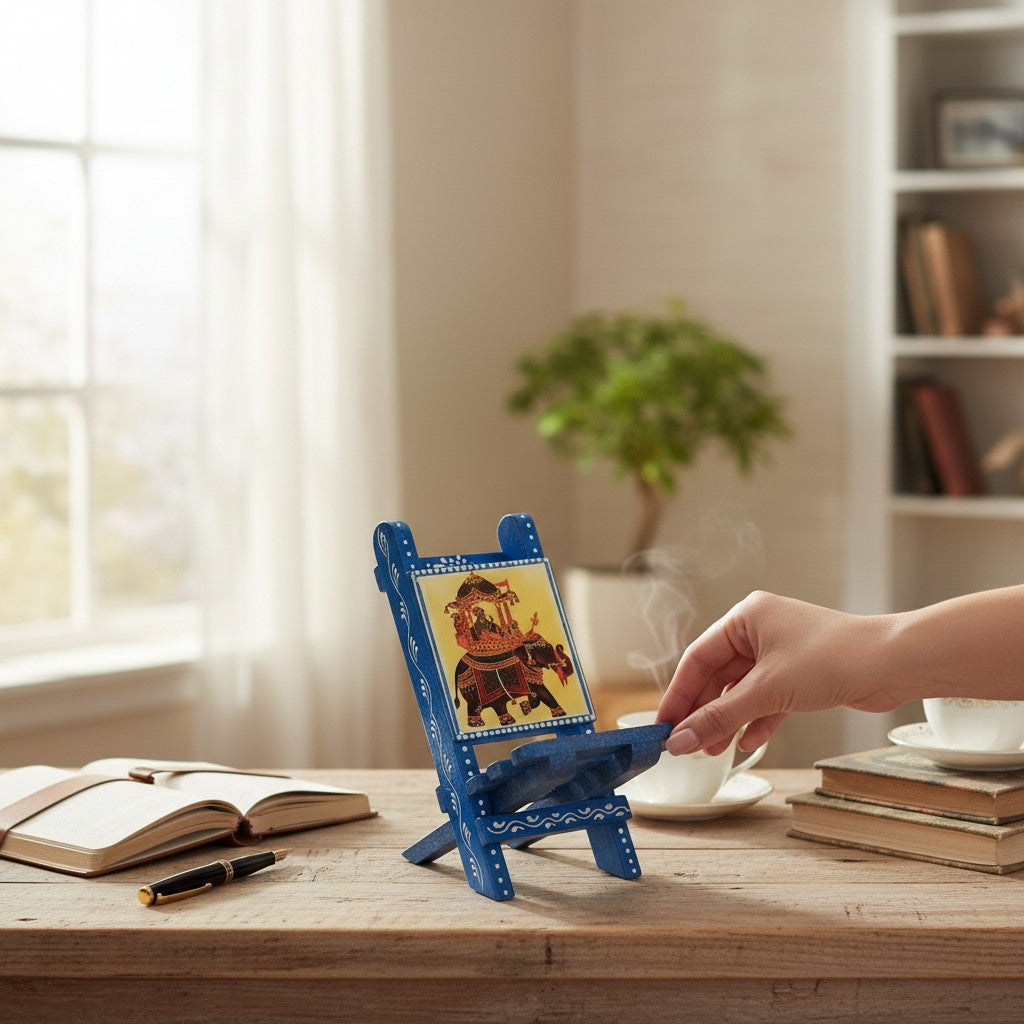 Mobile Holder Folding Mini Chair Showpiece For Desk & Decor - 9 Inch - Apkamart