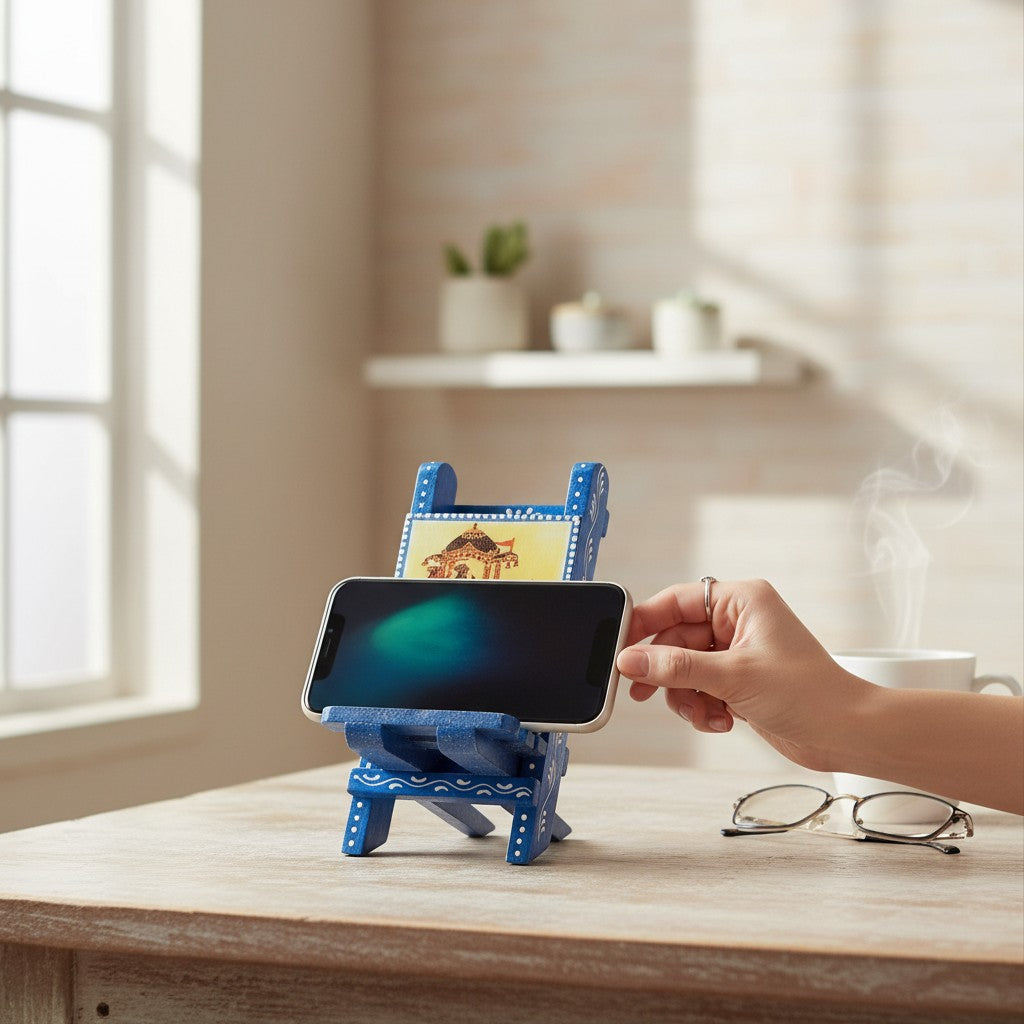 Mobile Holder Folding Mini Chair Showpiece For Desk & Decor - 9 Inch - Apkamart