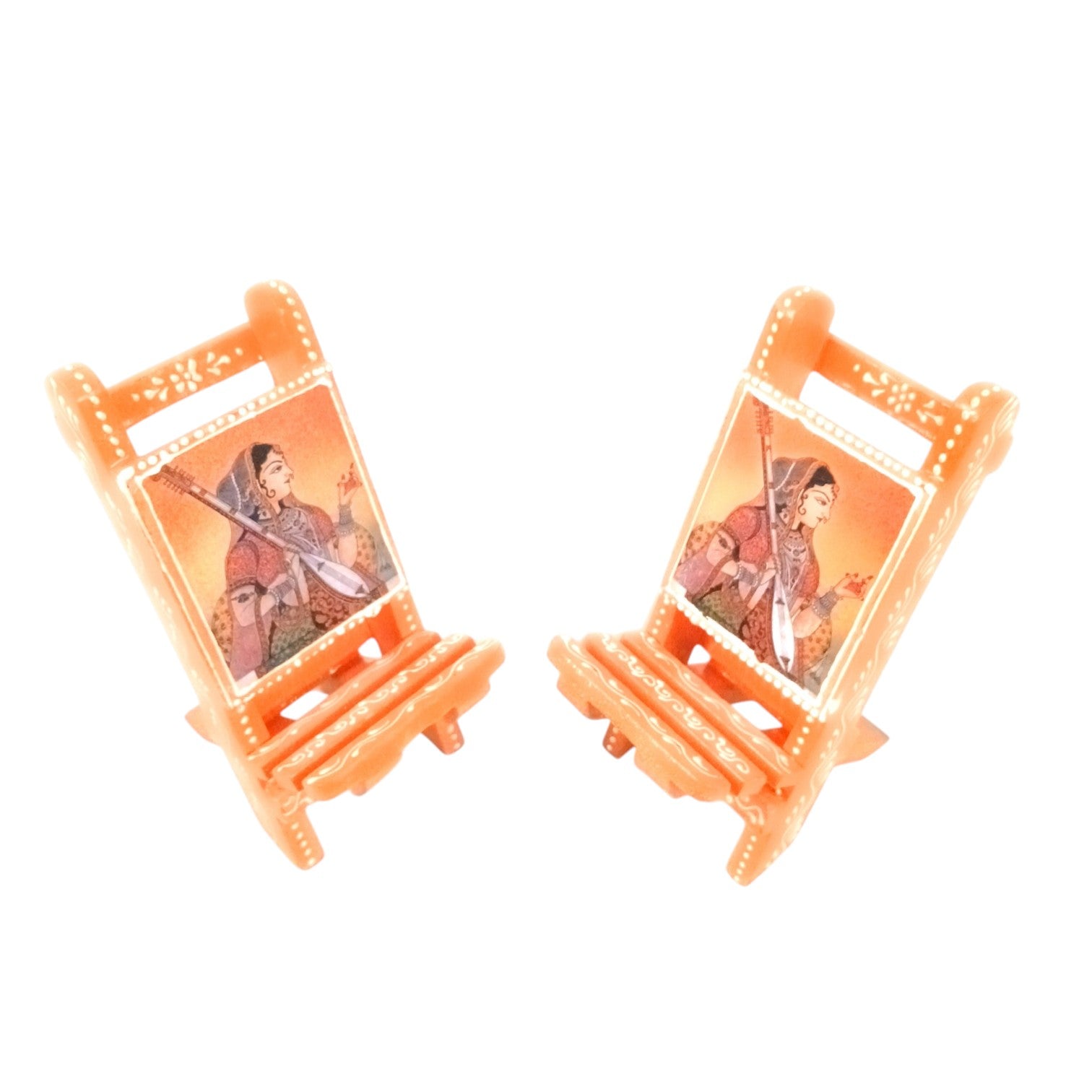 Mobile Holder Folding Mini Chair Showpiece For Desk & Decor - 9 Inch - Pack of 2 - Apkamart