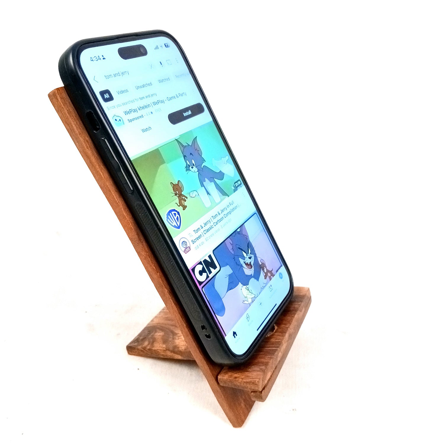 Mobile Holder Stand | Wooden Cell Phone Stand Holder | Desk Organizer - For Table, Bed, Office Desk, Home Decor & Gifts - 7 Inch (Pack Of 2) - Apkamart