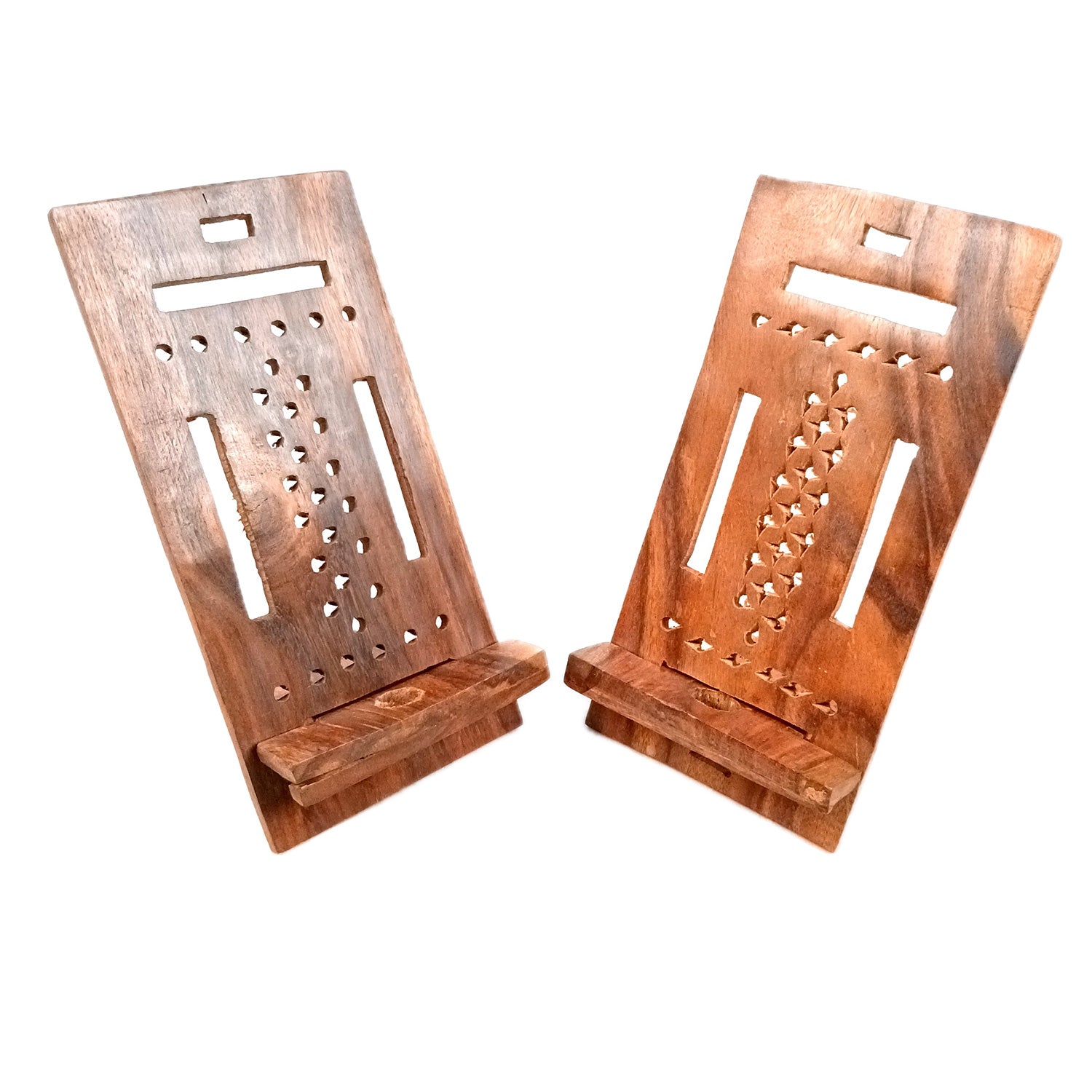 Mobile Holder Stand | Wooden Cell Phone Stand Holder | Desk Organizer - For Table, Bed, Office Desk, Home Decor & Gifts - 7 Inch (Pack Of 2) - Apkamart
