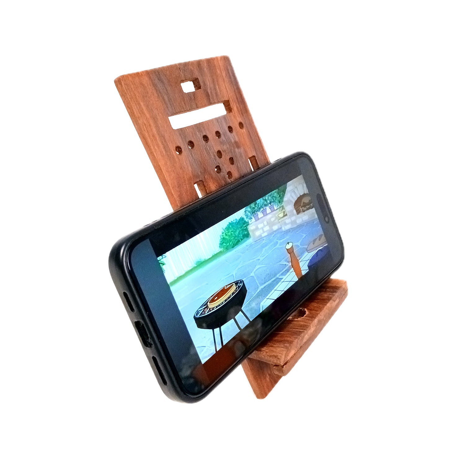 Mobile Holder Stand | Wooden Cell Phone Stand Holder | Desk Organizer - For Table, Bed, Office Desk, Home Decor & Gifts - 7 Inch (Pack Of 2) - Apkamart