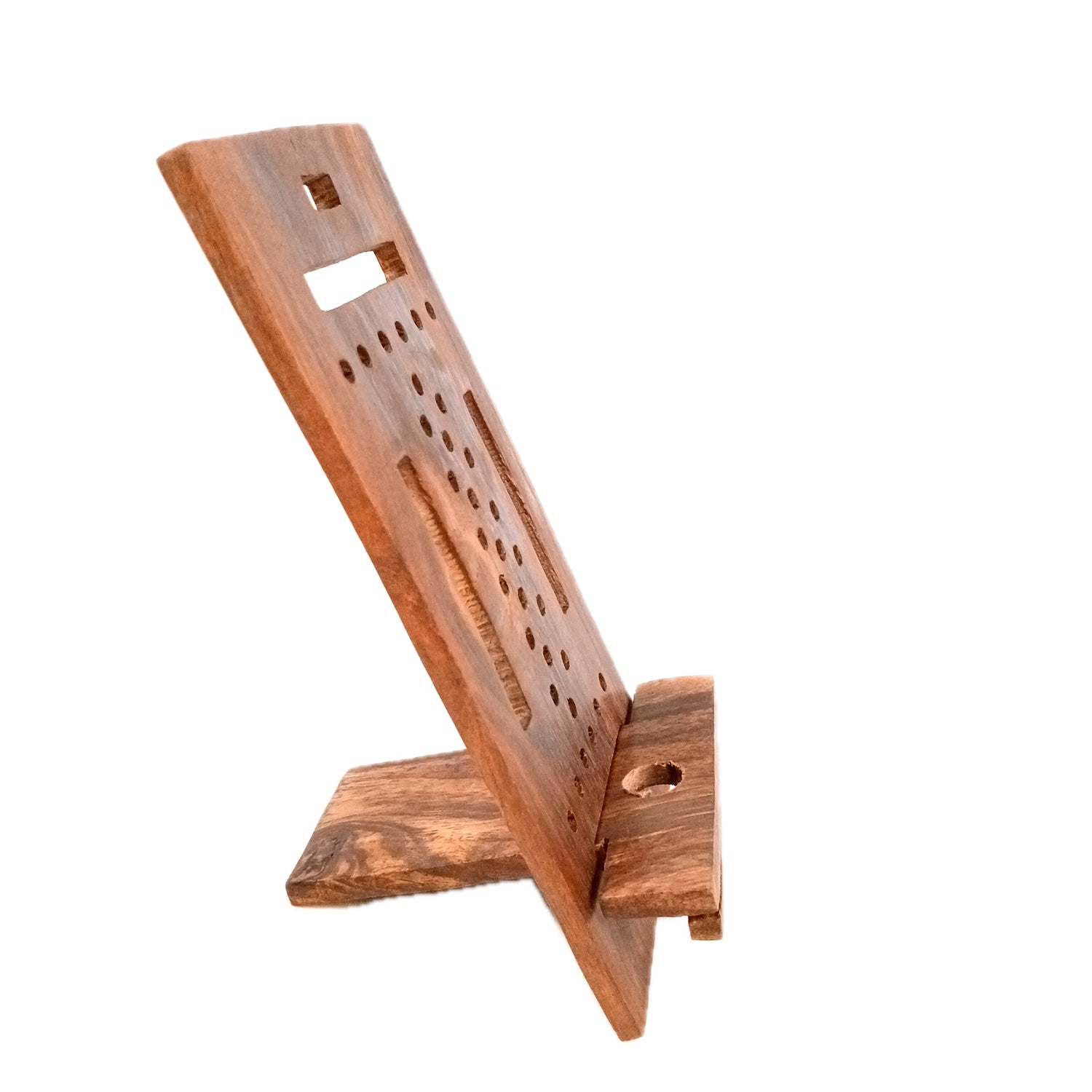 Mobile Holder Stand | Wooden Cell Phone Stand Holder | Desk Organizer - For Table, Bed, Office Desk, Home Decor & Gifts - 7 Inch (Pack Of 2) - Apkamart