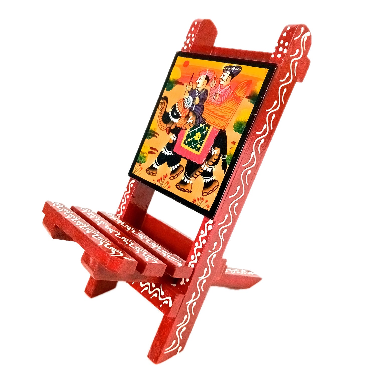 Mobile Holder Stand | Folding Chair Miniature Showpiece | Cell Phone Stand Holder - For Table, Bed, Office Desk, Home Decor & Gifts - 7 Inch (Pack of 2) - Apkamart