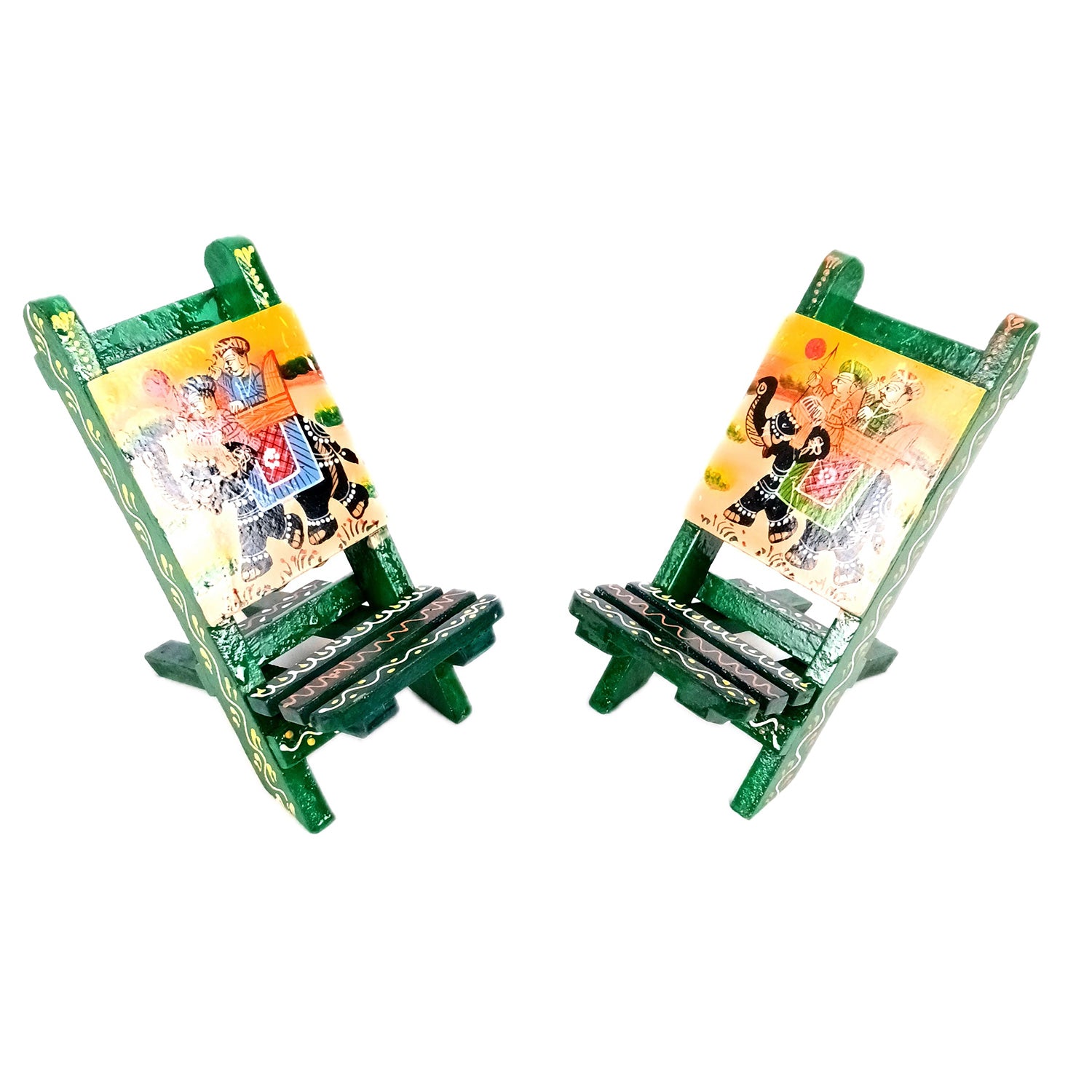 Mobile Holder Stand | Folding Chair Miniature Showpiece | Cell Phone Stand Holder - For Table, Bed, Office Desk, Home Decor & Gifts - 7 Inch (Pack of 2) - Apkamart