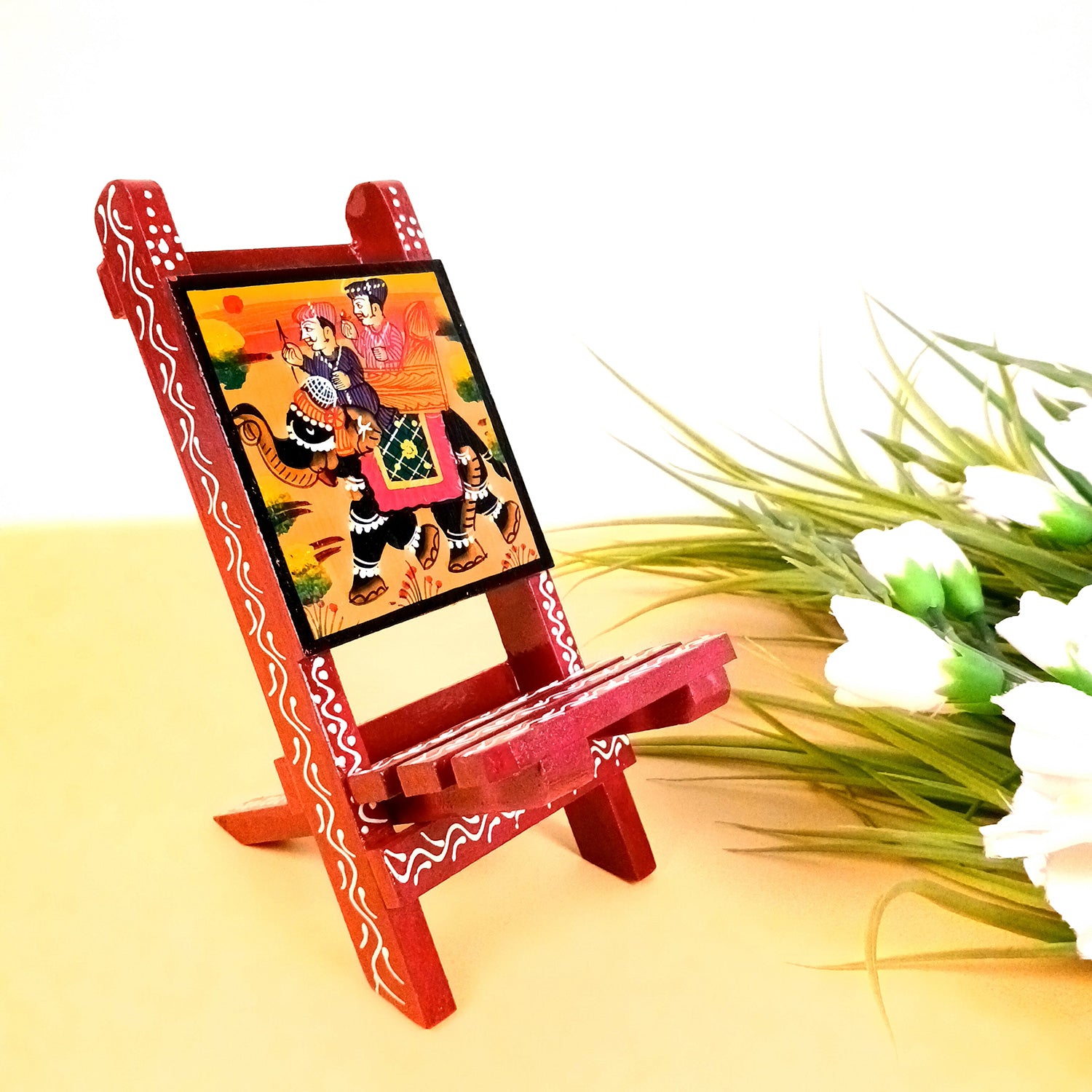 Mobile Holder Stand | Folding Chair Miniature Showpiece | Cell Phone Stand Holder - For Table, Bed, Office Desk, Home Decor & Gifts - 7 Inch - Apkamart